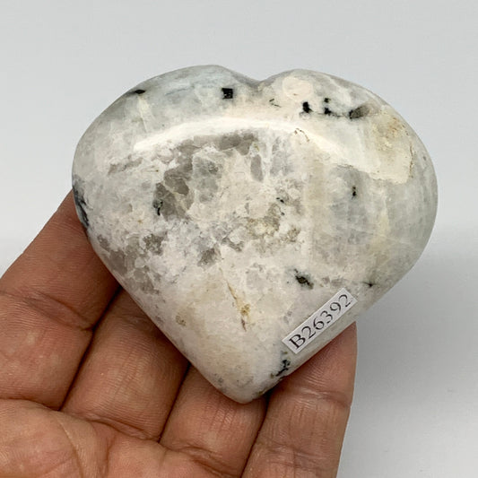 134.1g, 2.6"x2.6"x1", Rainbow Moonstone Heart Crystal Gemstone @India, B26392