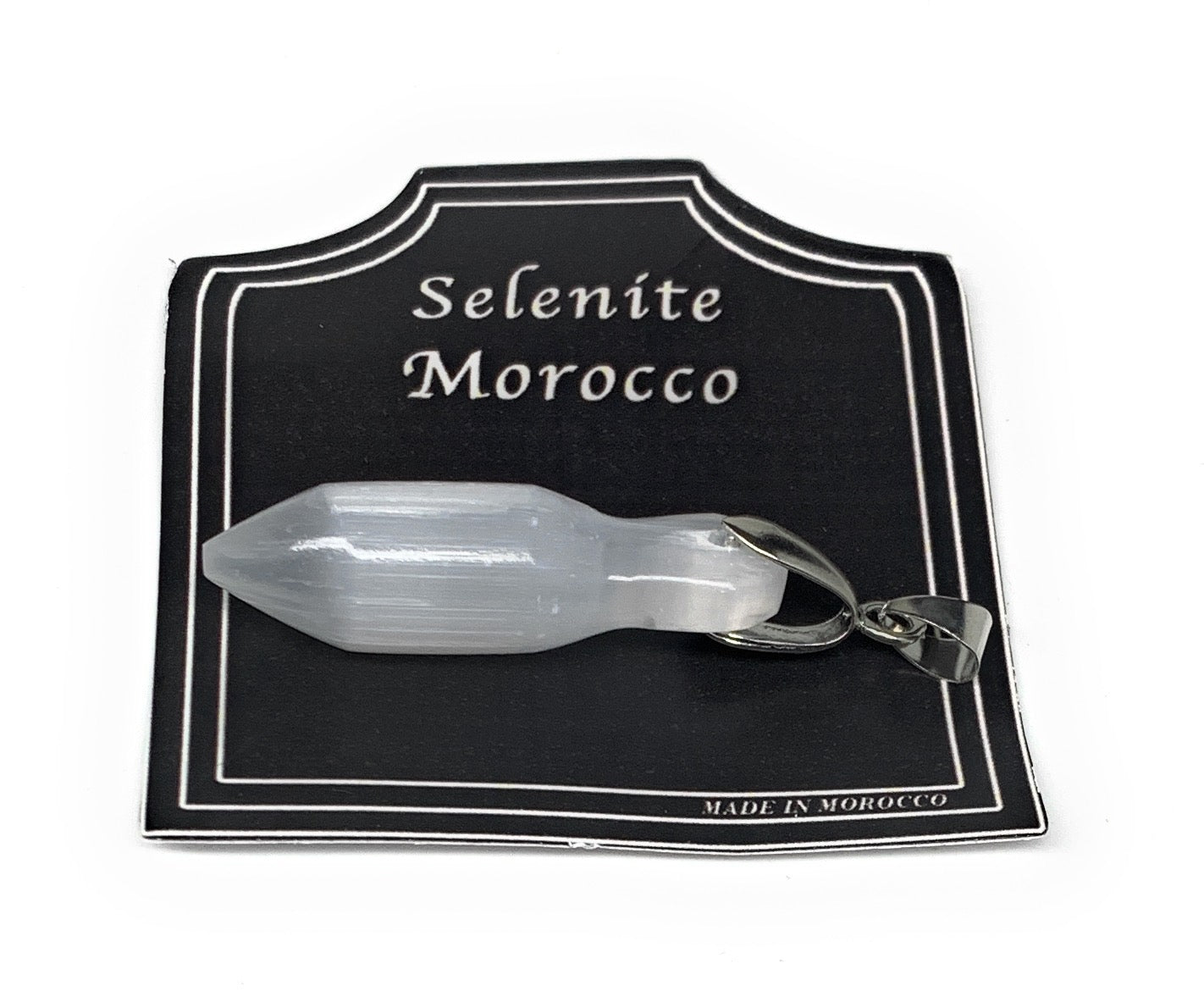 1pc, 4-7g, 1.4" -1.6" Small Selenite Point Pendant Bullet Shape Polished @Morocc