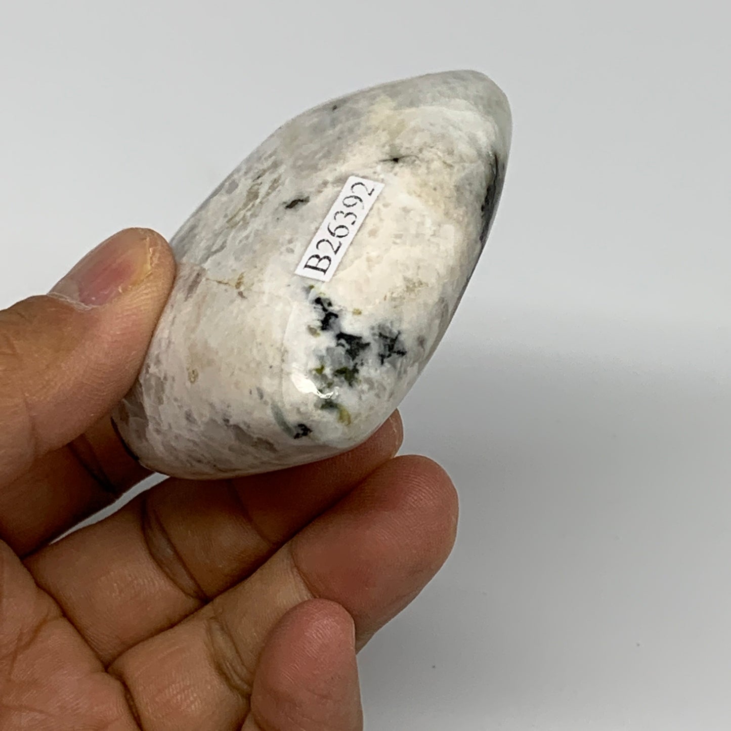 134.1g, 2.6"x2.6"x1", Rainbow Moonstone Heart Crystal Gemstone @India, B26392