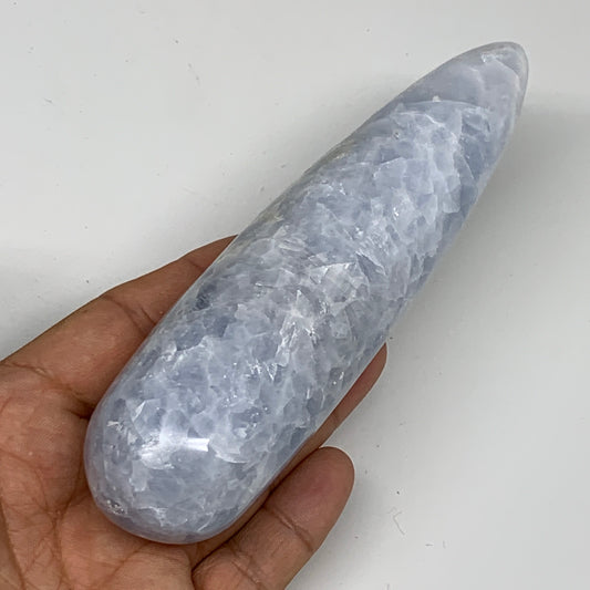 322.6g,5.8"x1.5" Natural Blue Calcite Wand Stick, Home Decor, Collectible, B6164