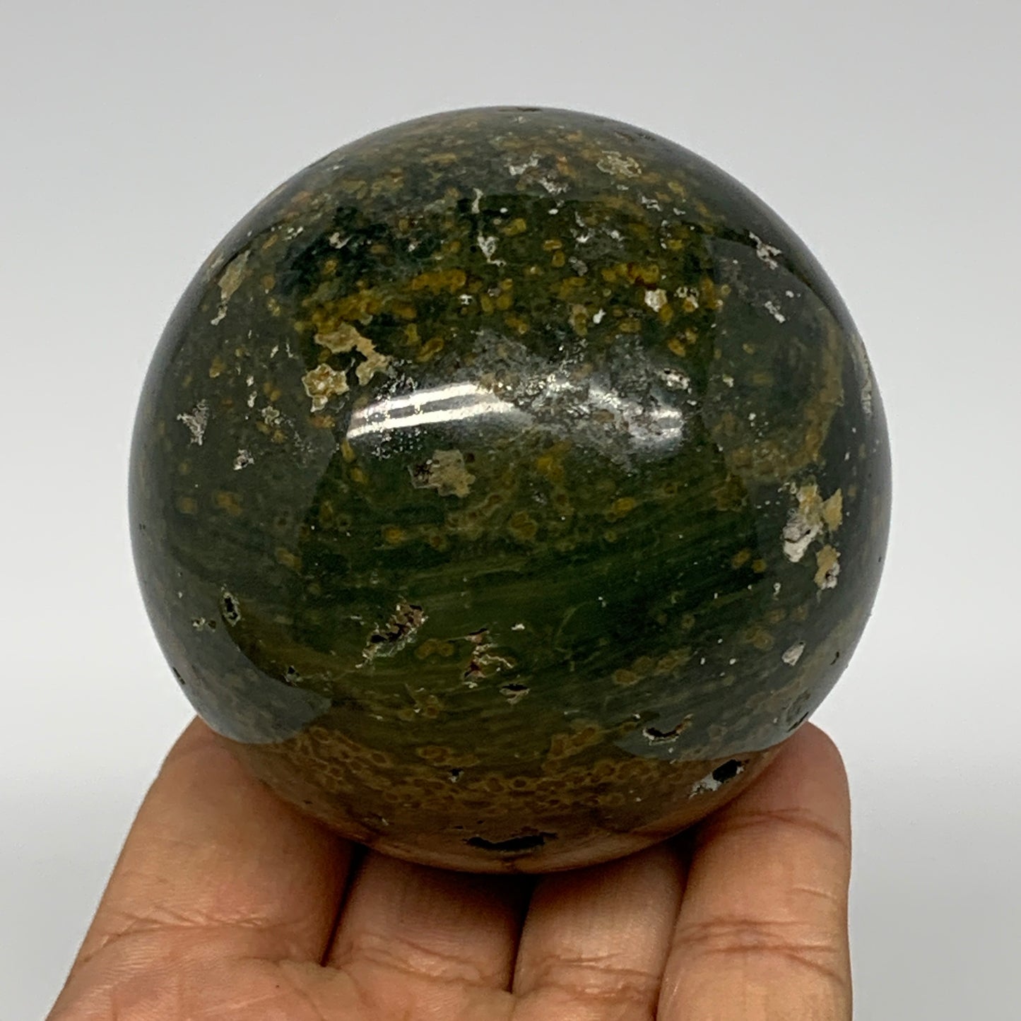 440.8g, 2.7" (69mm), Natural Ocean Jasper Sphere Ball Crystal Reiki @Madagascar,