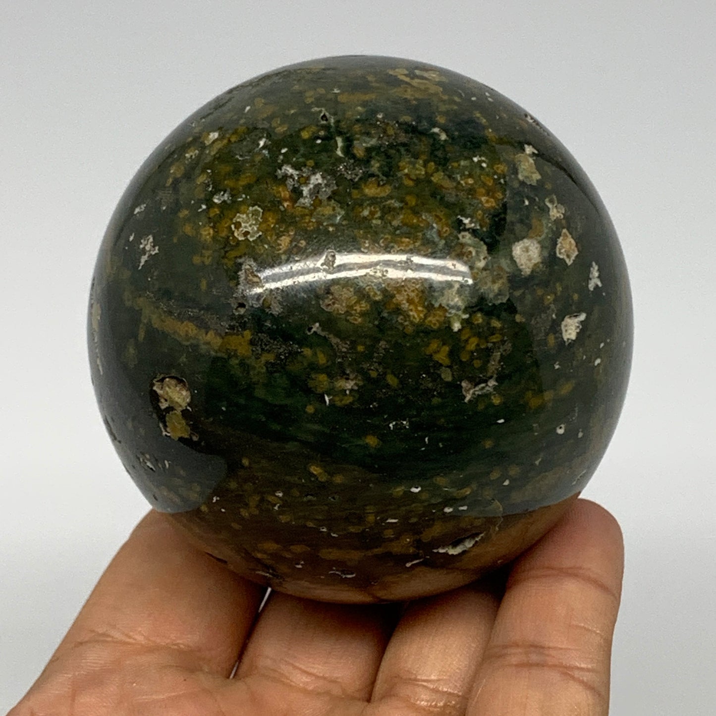 440.8g, 2.7" (69mm), Natural Ocean Jasper Sphere Ball Crystal Reiki @Madagascar,