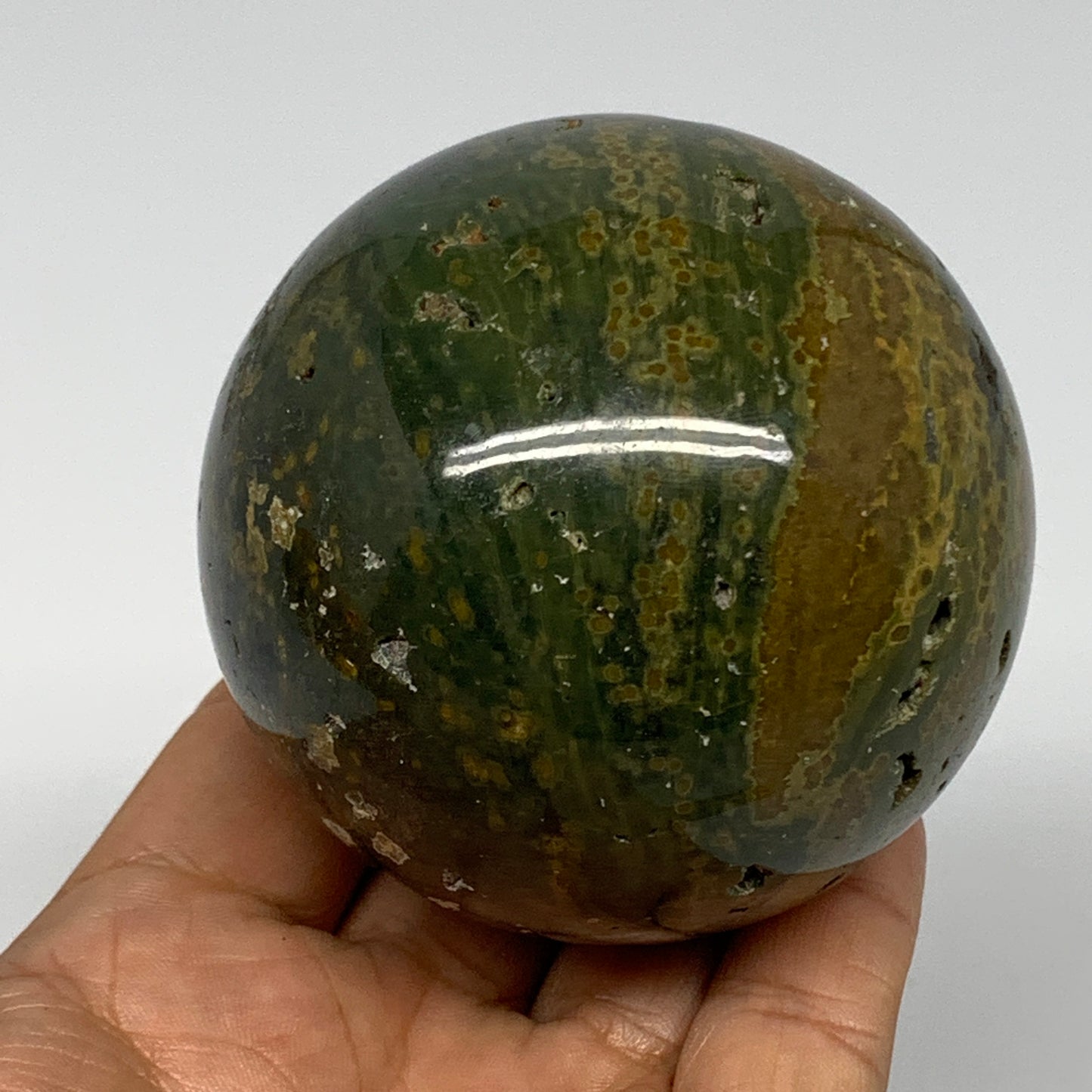 440.8g, 2.7" (69mm), Natural Ocean Jasper Sphere Ball Crystal Reiki @Madagascar,
