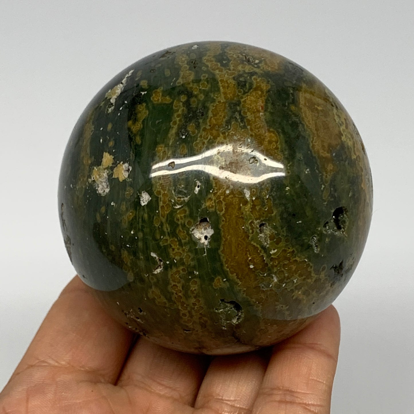 440.8g, 2.7" (69mm), Natural Ocean Jasper Sphere Ball Crystal Reiki @Madagascar,