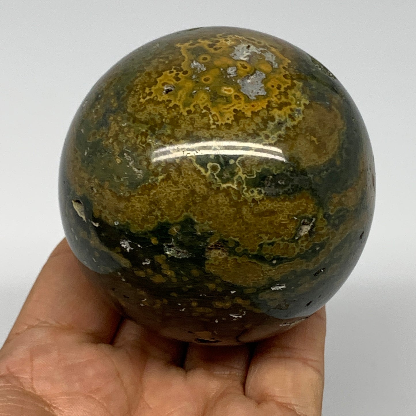 440.8g, 2.7" (69mm), Natural Ocean Jasper Sphere Ball Crystal Reiki @Madagascar,