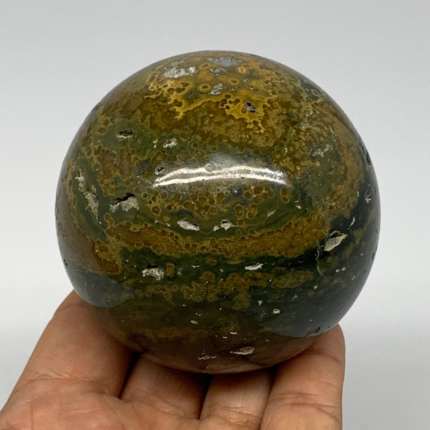 440.8g, 2.7" (69mm), Natural Ocean Jasper Sphere Ball Crystal Reiki @Madagascar,