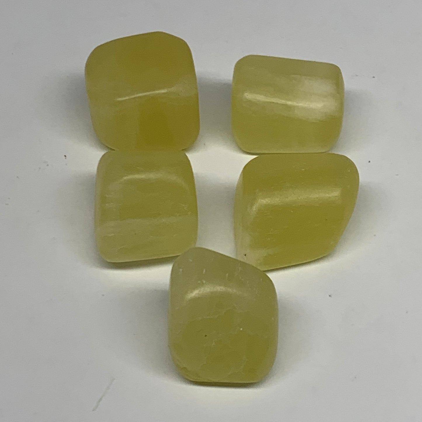 133.7g, 0.9"-1.1", 5pcs, Natural Lemon Calcite Tumbled Stones @Afghanistan, B267
