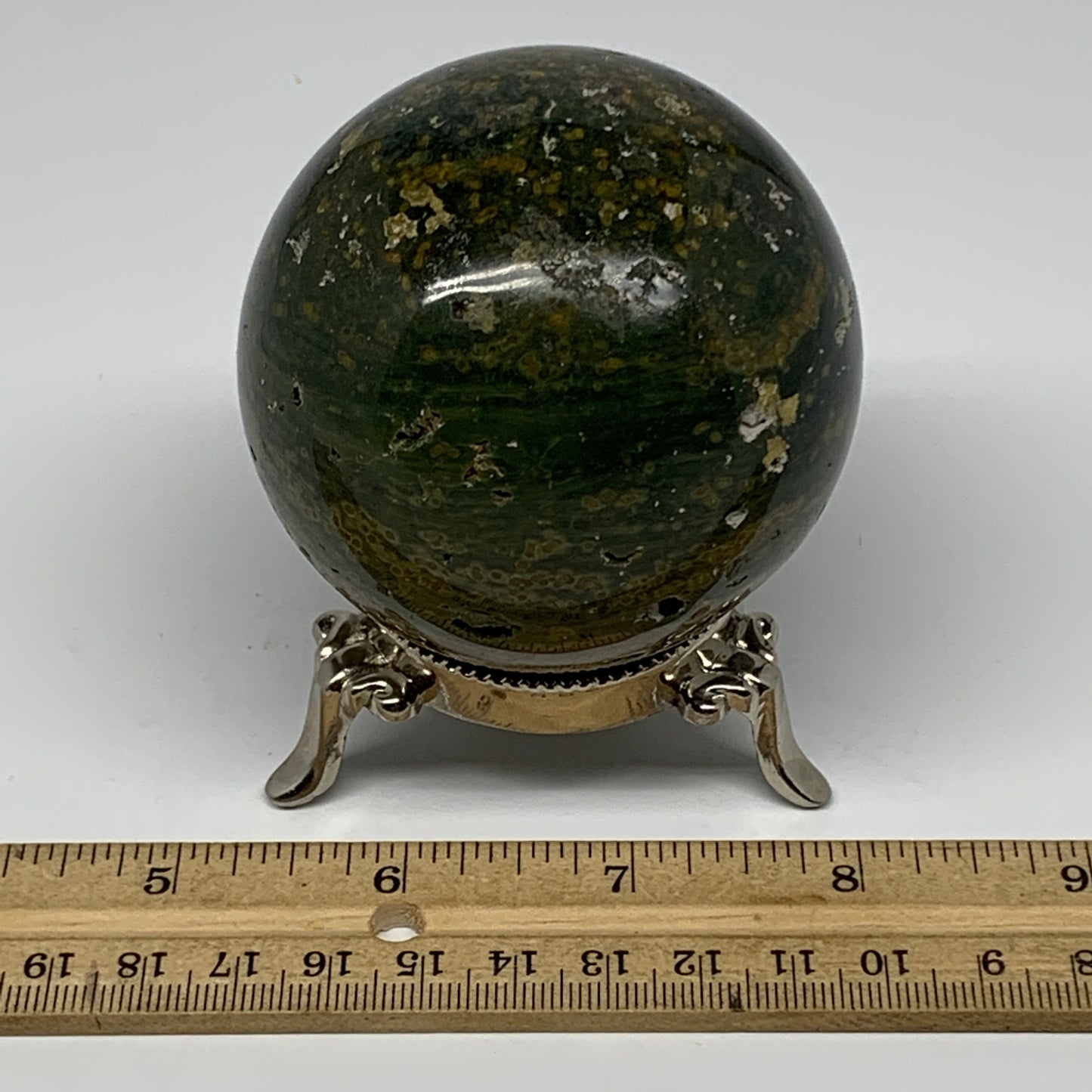 440.8g, 2.7" (69mm), Natural Ocean Jasper Sphere Ball Crystal Reiki @Madagascar,