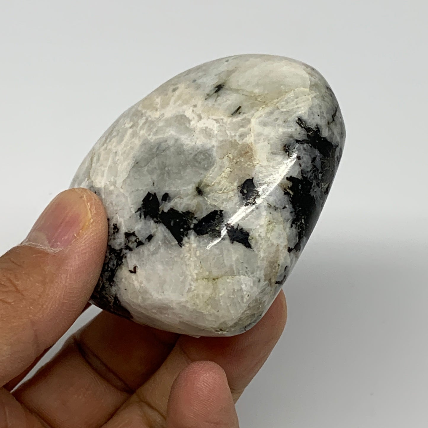 130.8g, 2.2"x2.5"x1", Rainbow Moonstone Heart Crystal Gemstone @India, B26394