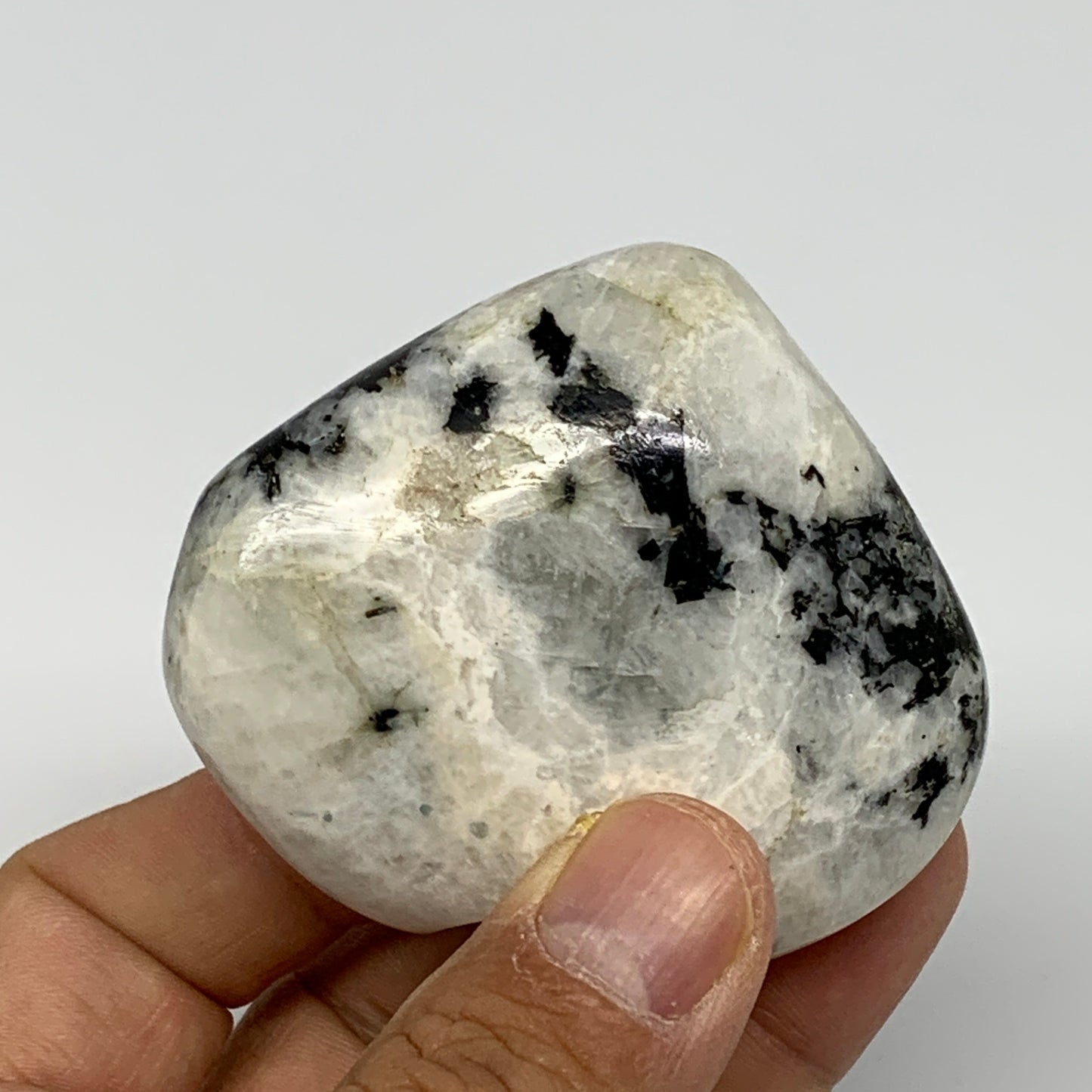 130.8g, 2.2"x2.5"x1", Rainbow Moonstone Heart Crystal Gemstone @India, B26394