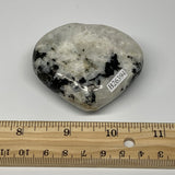 130.8g, 2.2"x2.5"x1", Rainbow Moonstone Heart Crystal Gemstone @India, B26394