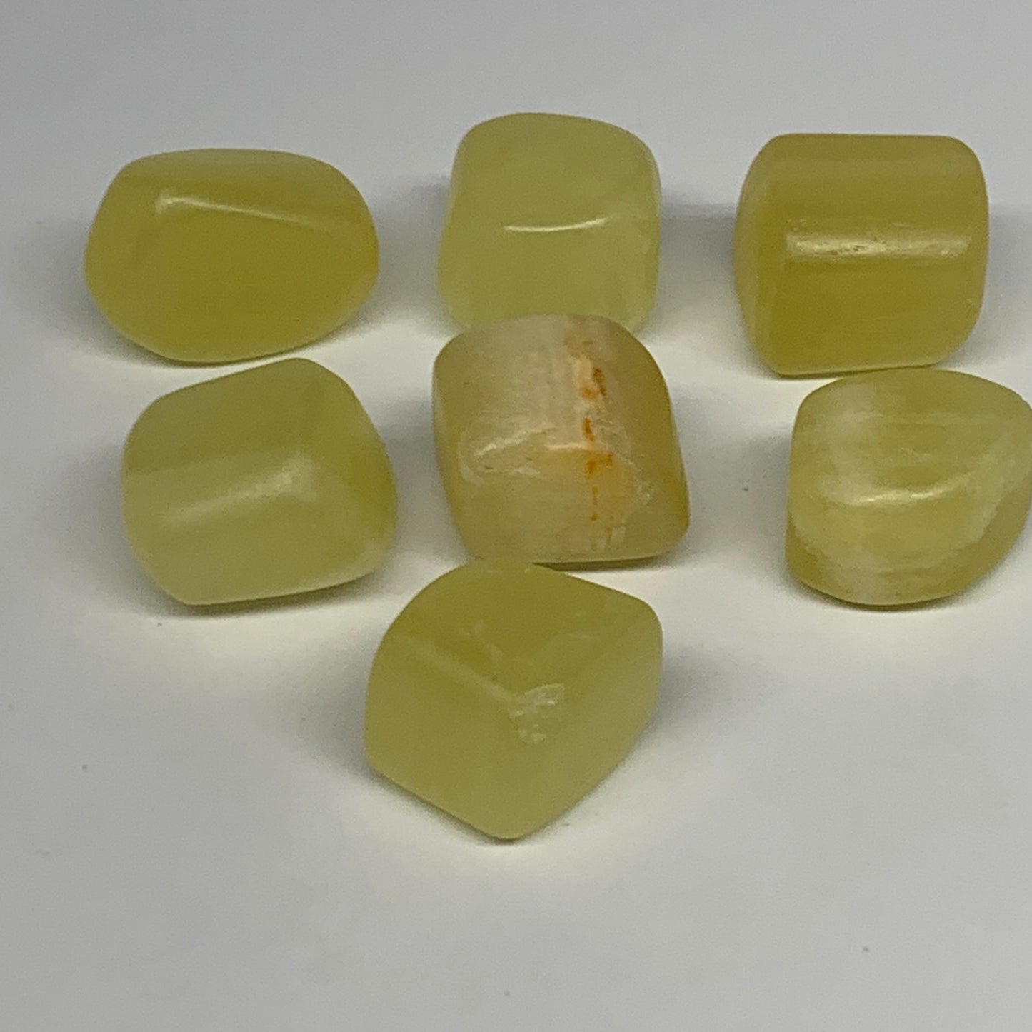 187.1g, 0.9"-1.3", 7pcs, Natural Lemon Calcite Tumbled Stones @Afghanistan, B267