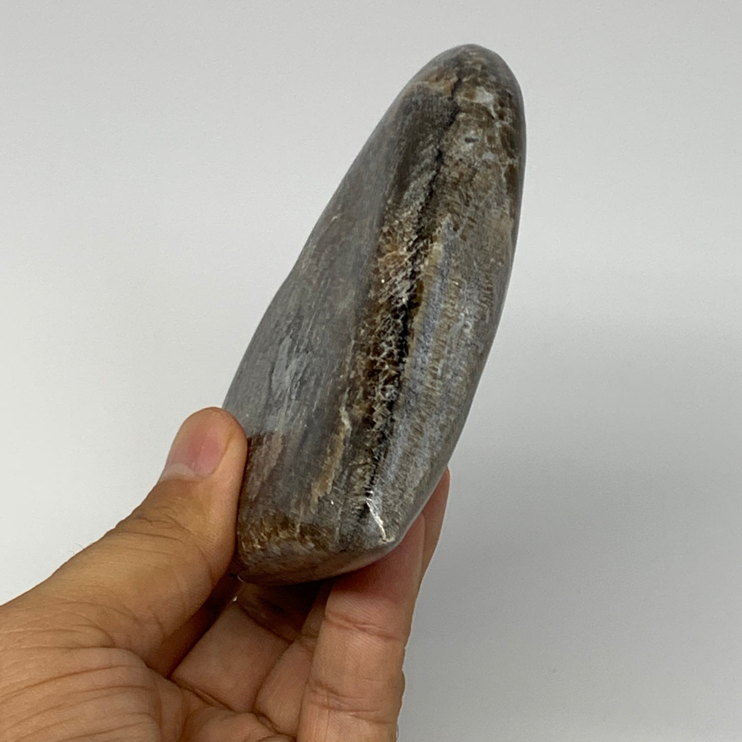 298.2g,4"x4"x0.9" Natural Chocolate Gray Onyx Heart Polished @Morocco,B18761