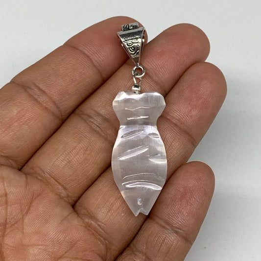 1pc, 5-7g, 1.4" Handmade Selenite Pendant Fish Shape Polished from Morocco,