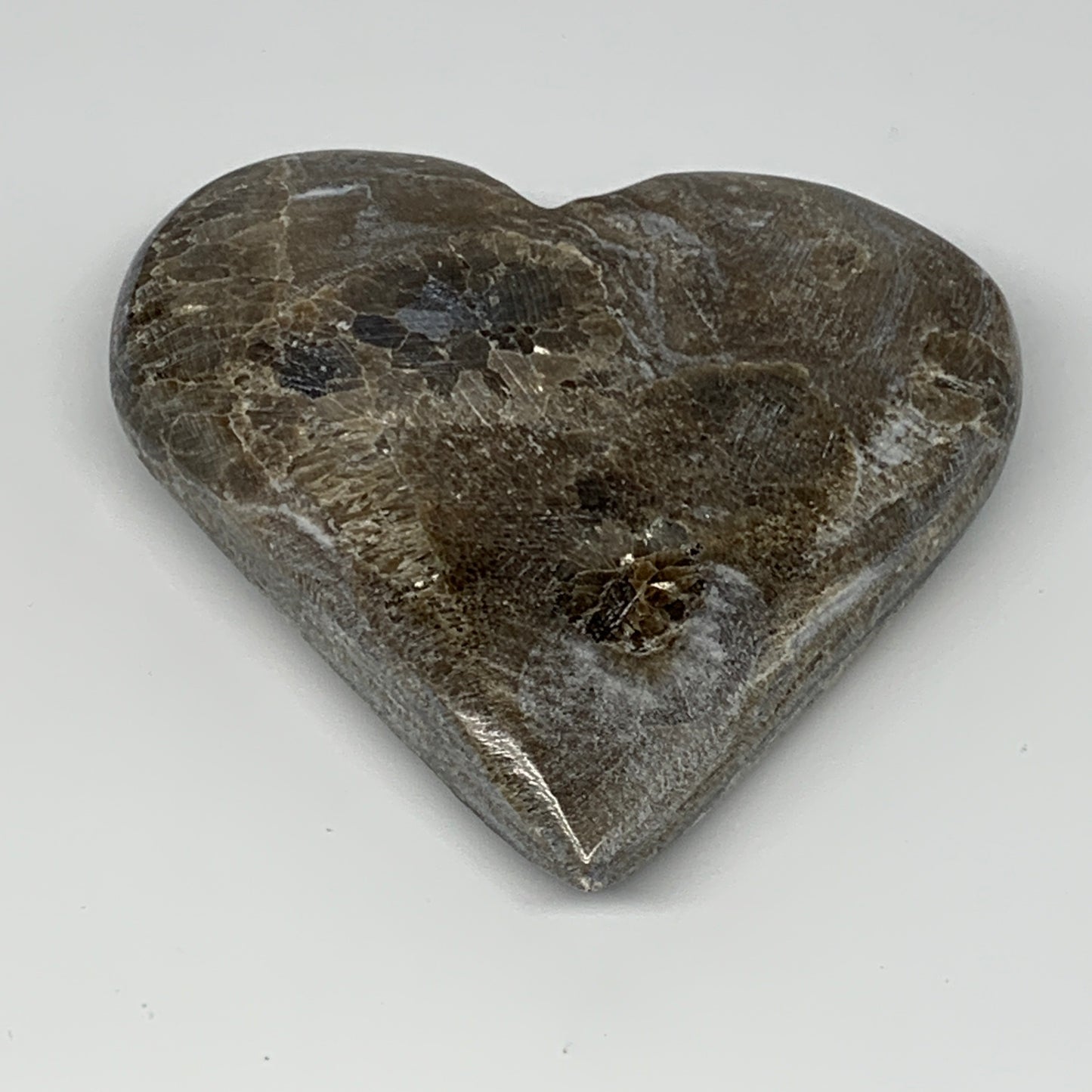 298.2g,4"x4"x0.9" Natural Chocolate Gray Onyx Heart Polished @Morocco,B18761