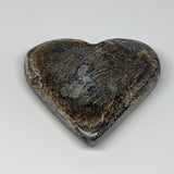 298.2g,4"x4"x0.9" Natural Chocolate Gray Onyx Heart Polished @Morocco,B18761