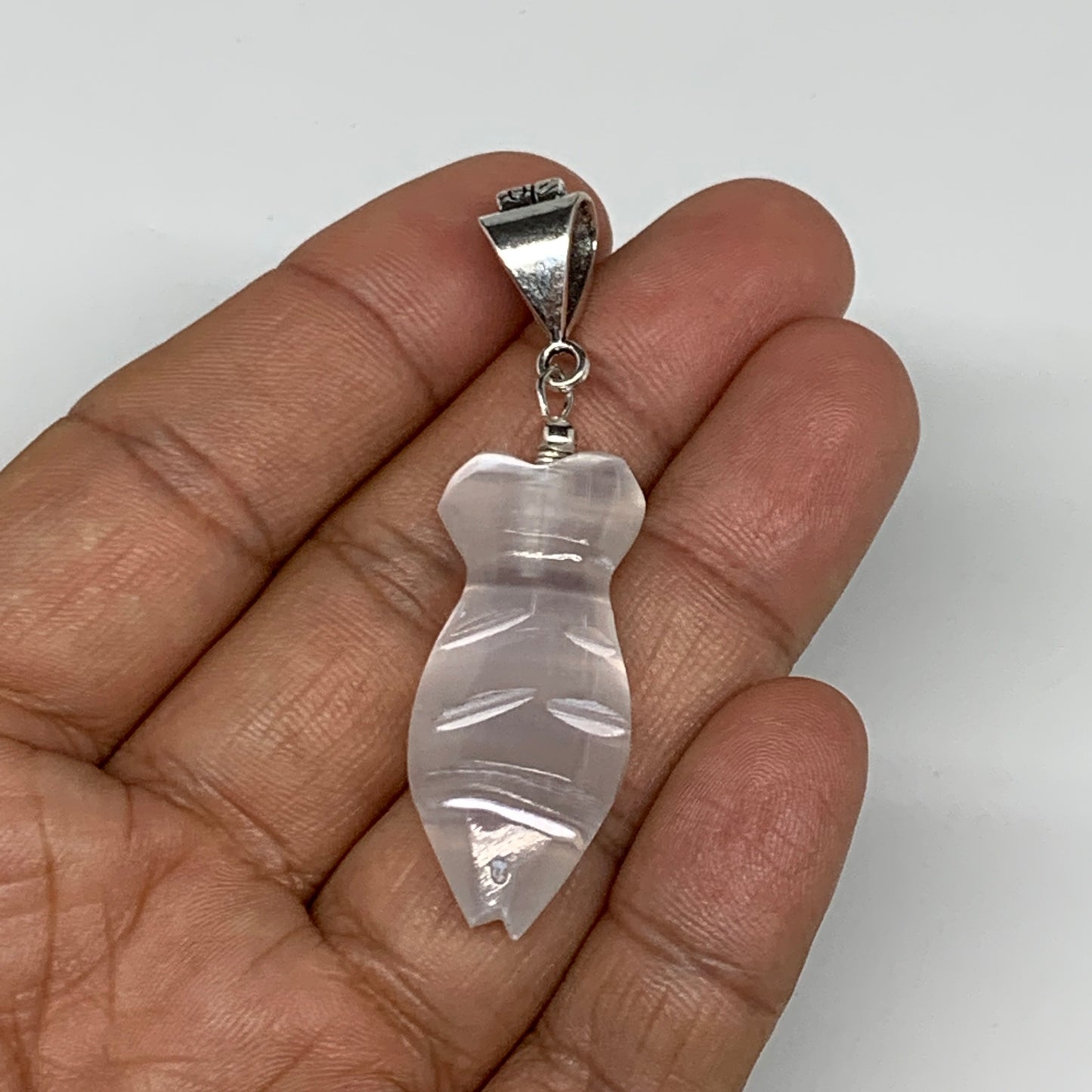 1pc, 5-7g, 1.4" Handmade Selenite Pendant Fish Shape Polished from Morocco,