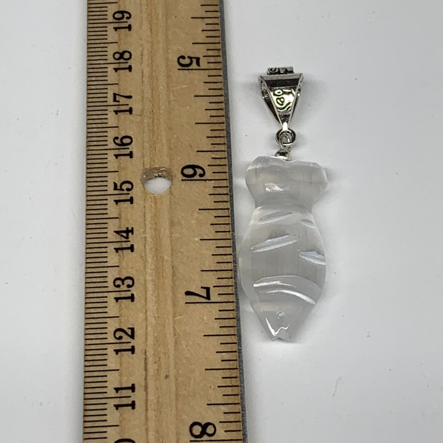 1pc, 5-7g, 1.4" Handmade Selenite Pendant Fish Shape Polished from Morocco,