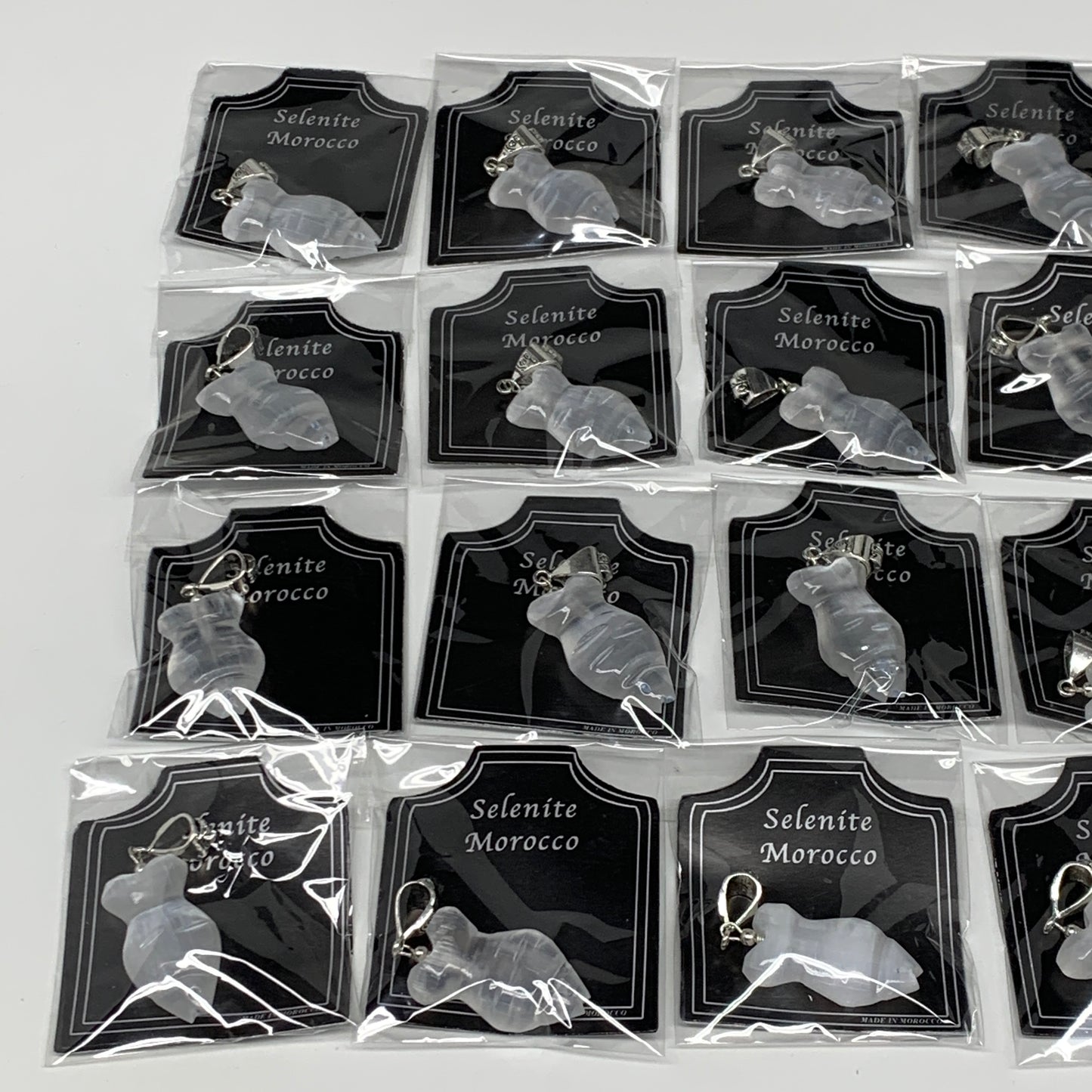 1pc, 5-7g, 1.4" Handmade Selenite Pendant Fish Shape Polished from Morocco,