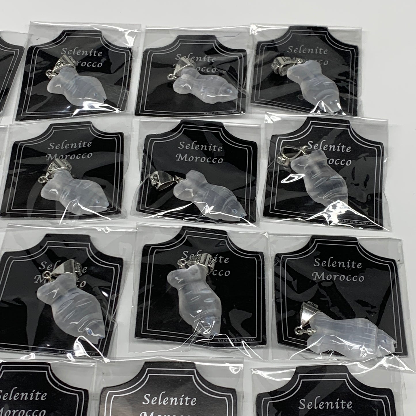 1pc, 5-7g, 1.4" Handmade Selenite Pendant Fish Shape Polished from Morocco,