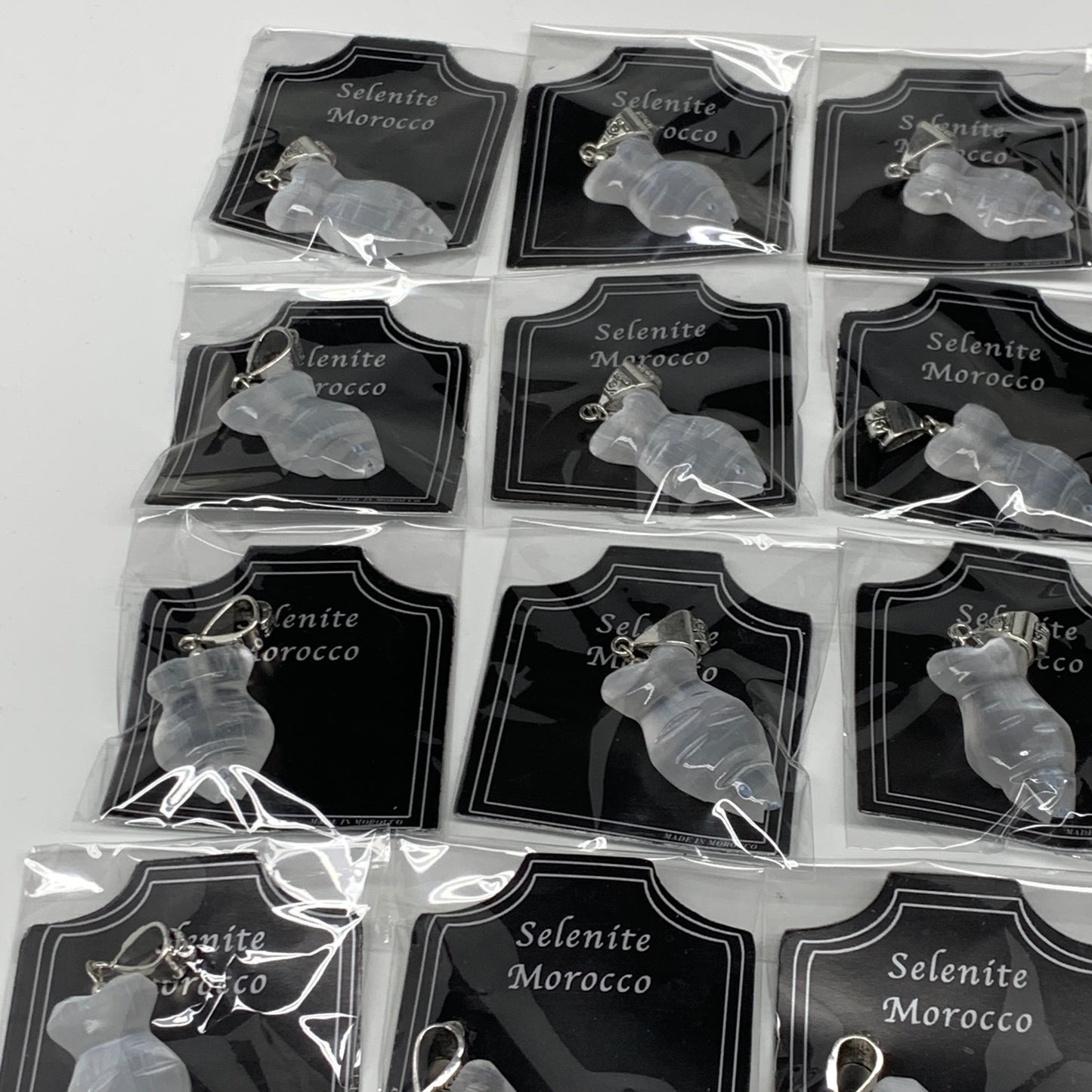 1pc, 5-7g, 1.4" Handmade Selenite Pendant Fish Shape Polished from Morocco,