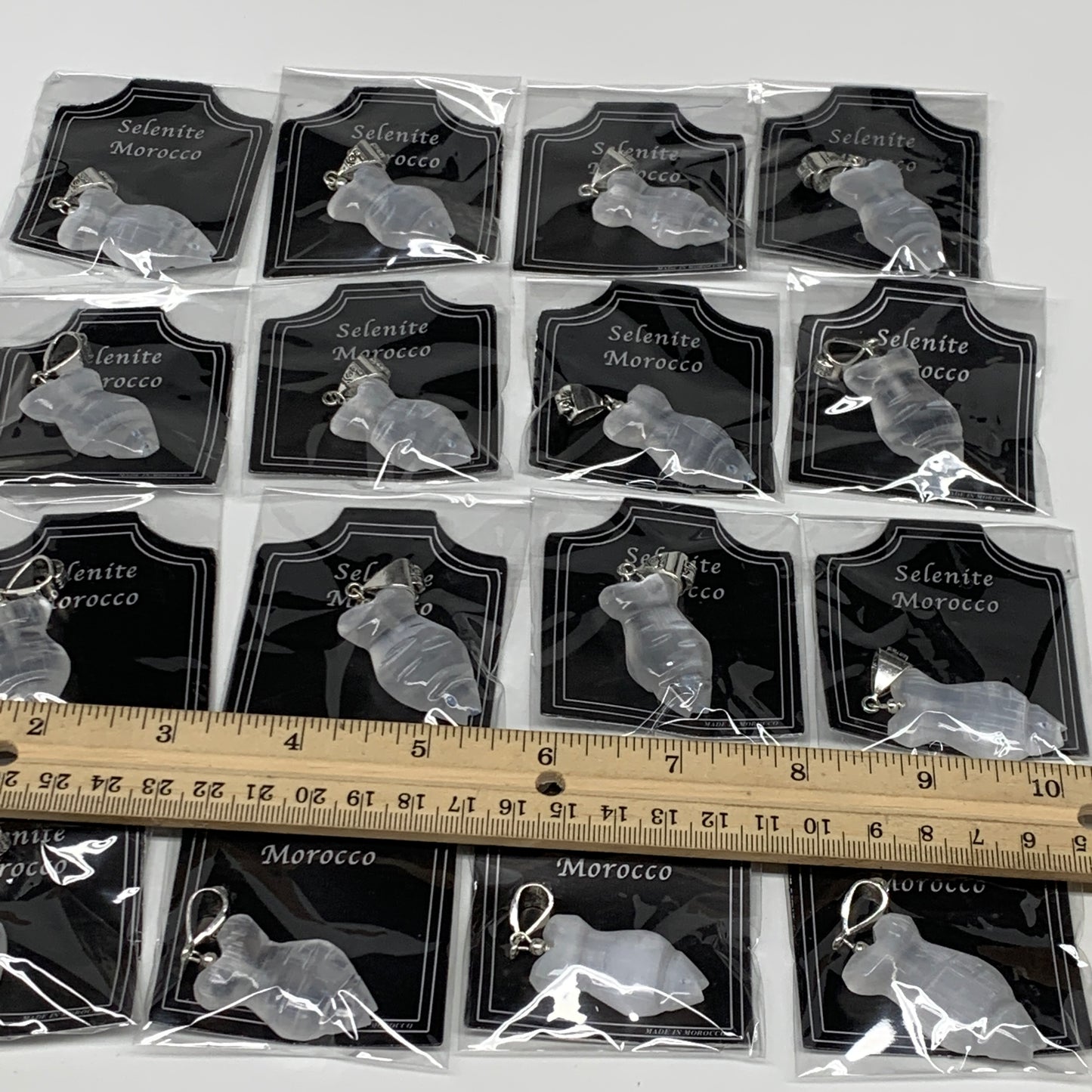 1pc, 5-7g, 1.4" Handmade Selenite Pendant Fish Shape Polished from Morocco,