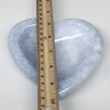 1078g,5.6"x6"x1.5" Natural Blue Calcite Plate Heart Gemstones Bowl Dish, B1419