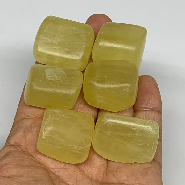 142.7g, 1"-1.2", 6pcs, Natural Lemon Calcite Tumbled Stones @Afghanistan, B26803