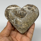 189.8g,3.2"x3.6"x0.8" Natural Chocolate Gray Onyx Heart Polished @Morocco,B18764
