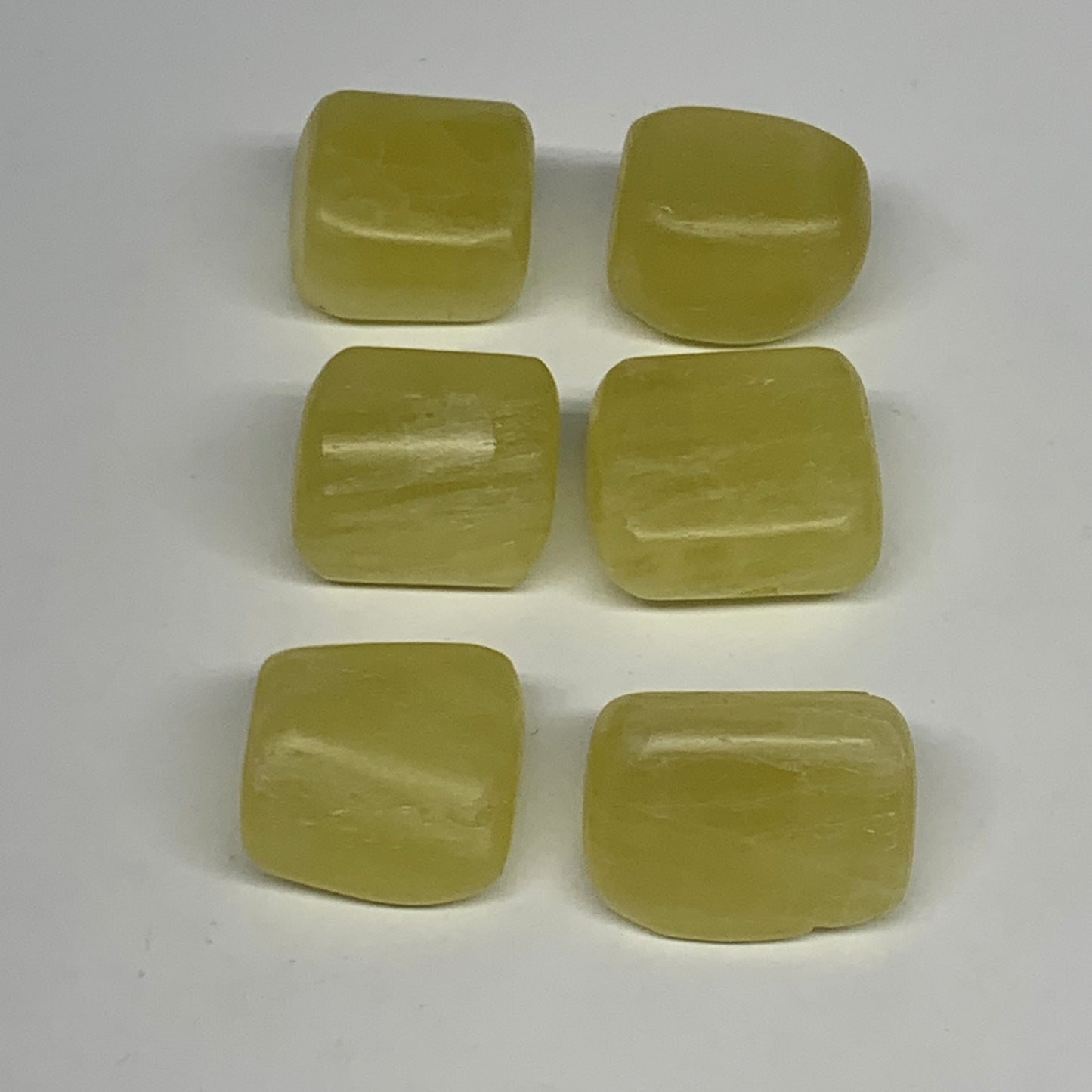 142.7g, 1"-1.2", 6pcs, Natural Lemon Calcite Tumbled Stones @Afghanistan, B26803