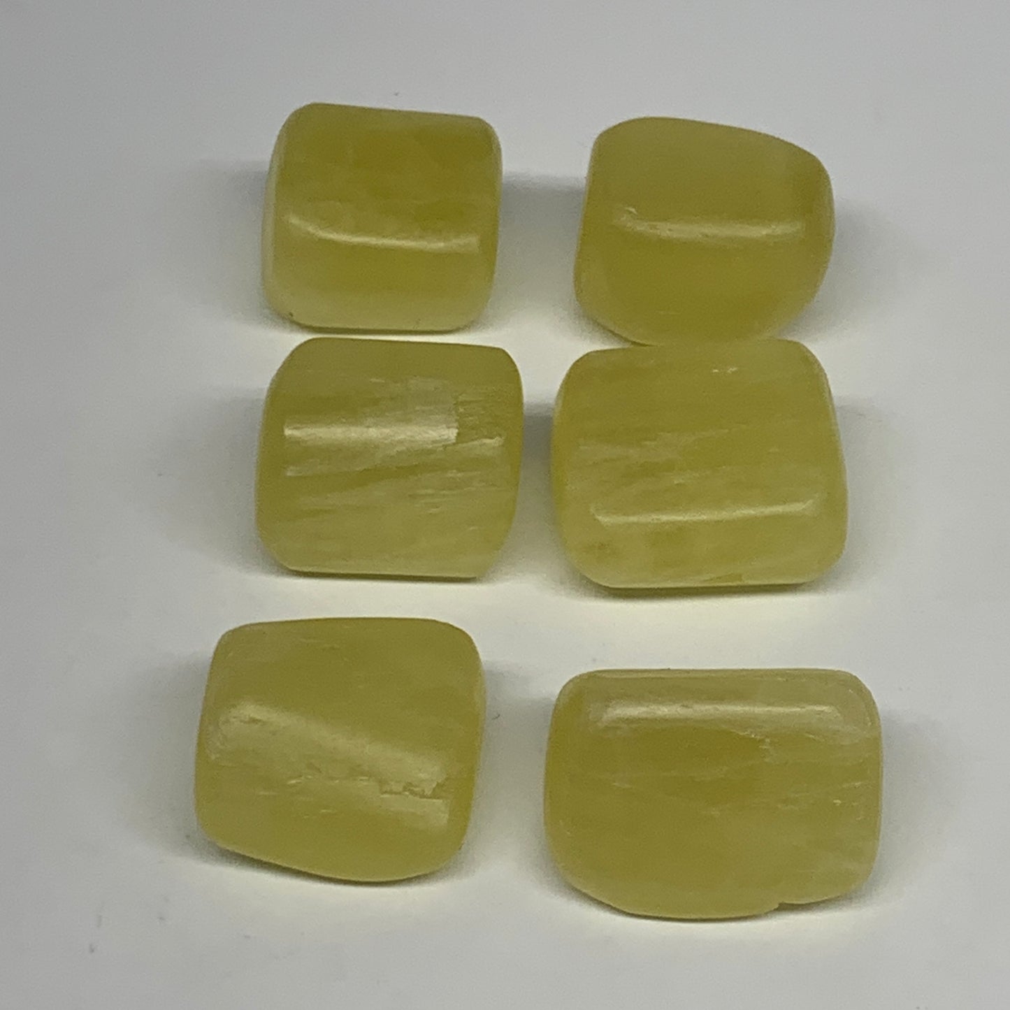 142.7g, 1"-1.2", 6pcs, Natural Lemon Calcite Tumbled Stones @Afghanistan, B26803
