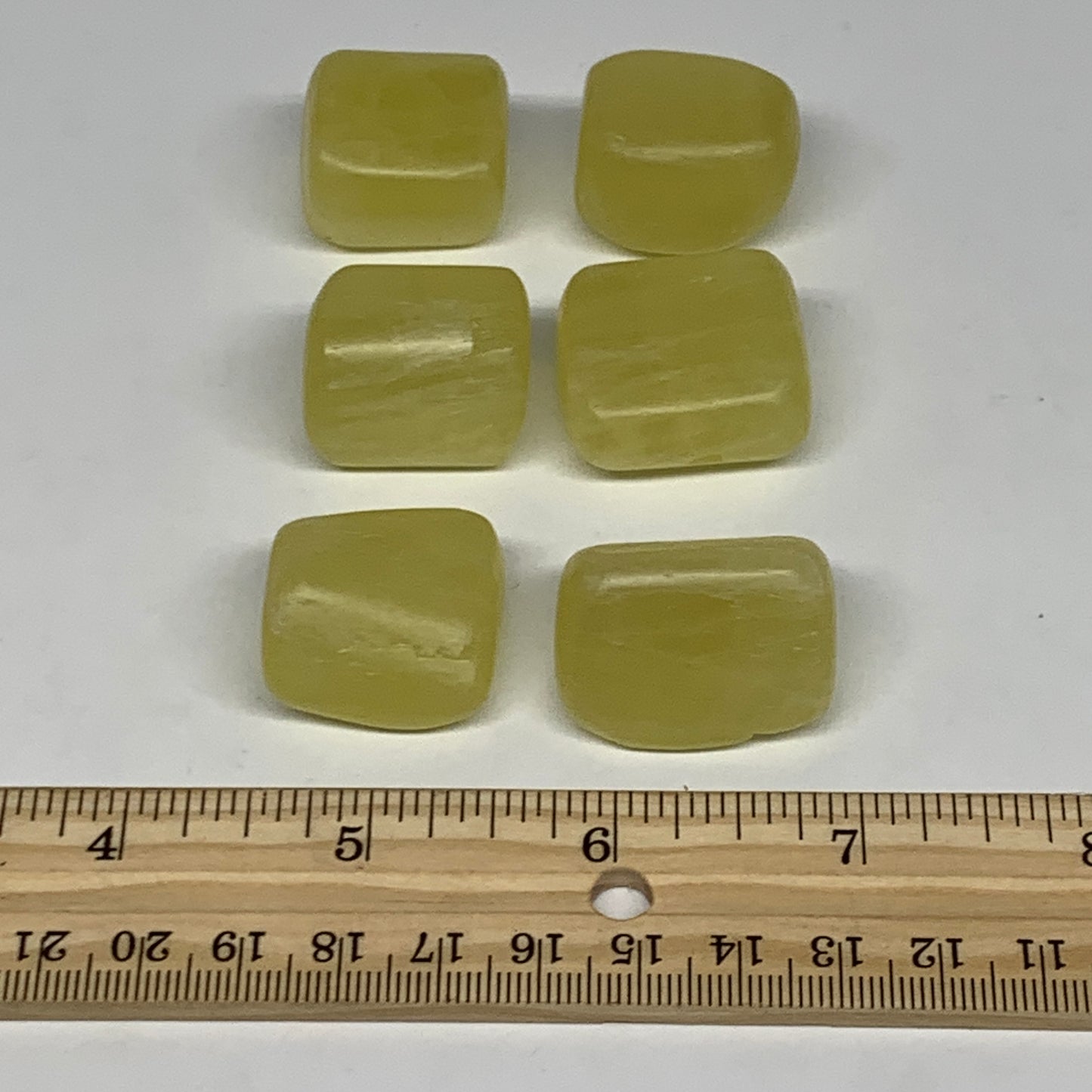 142.7g, 1"-1.2", 6pcs, Natural Lemon Calcite Tumbled Stones @Afghanistan, B26803