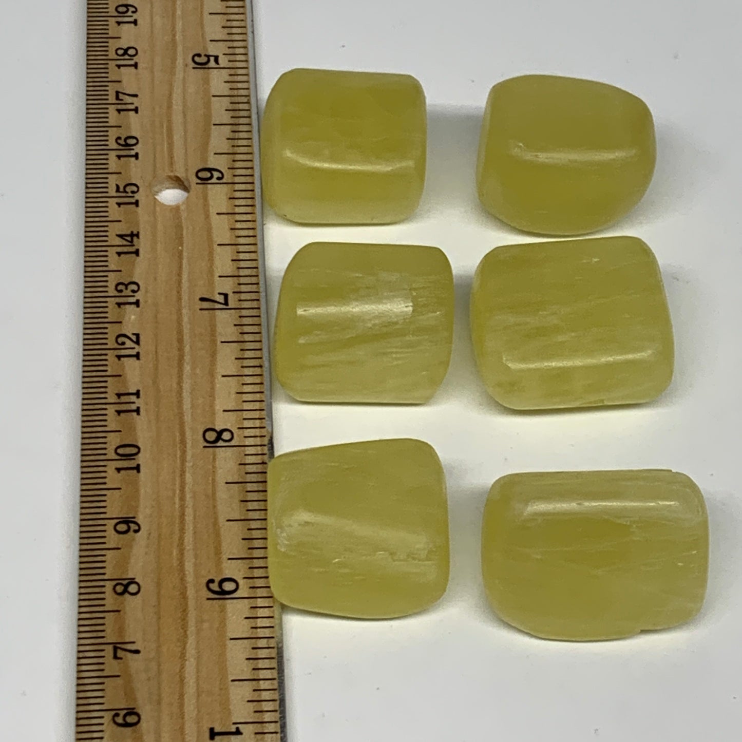 142.7g, 1"-1.2", 6pcs, Natural Lemon Calcite Tumbled Stones @Afghanistan, B26803