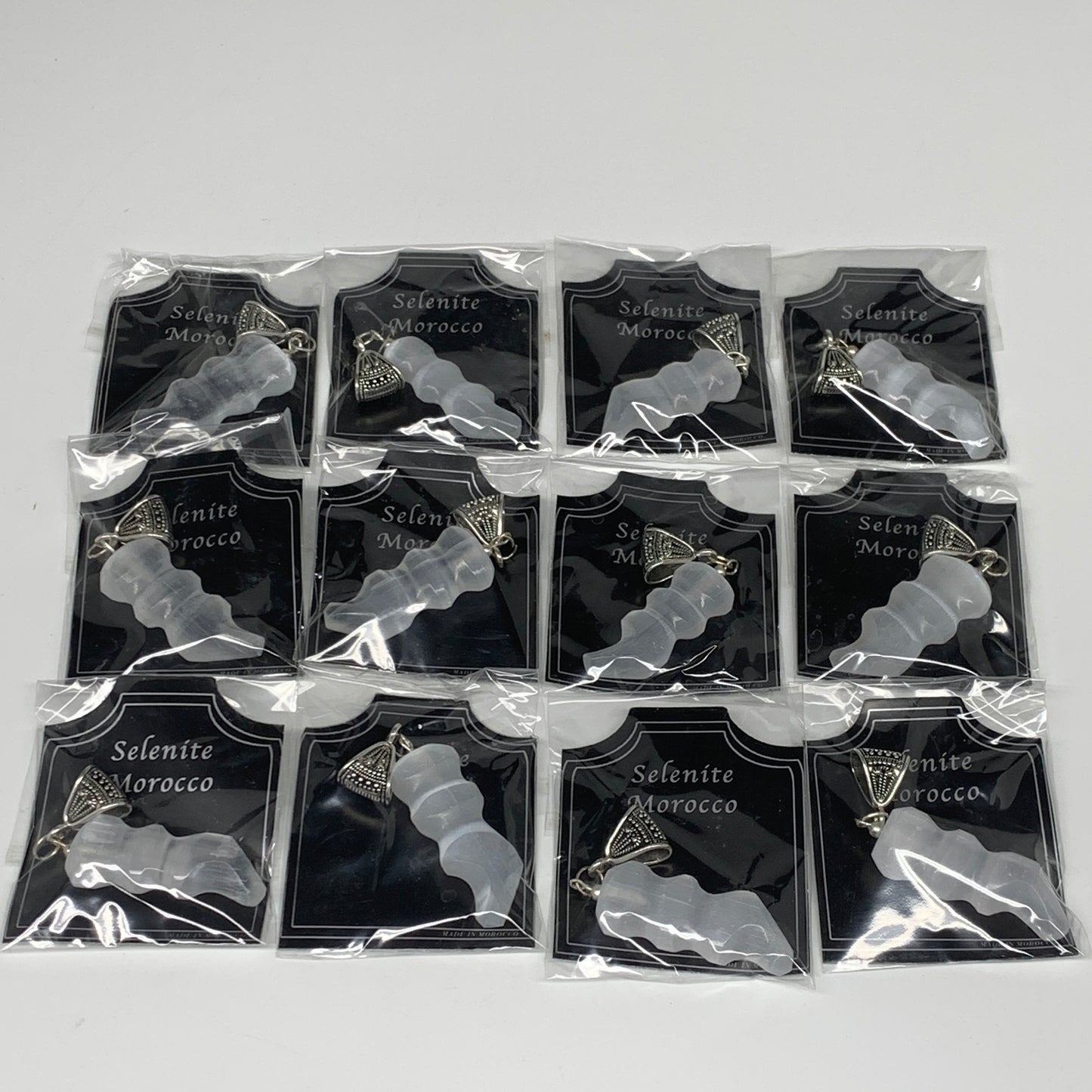 1pc, 6-10g, 1.4"-1.6" Handmade Selenite Pendant Flame Shape Polished @Morocco,