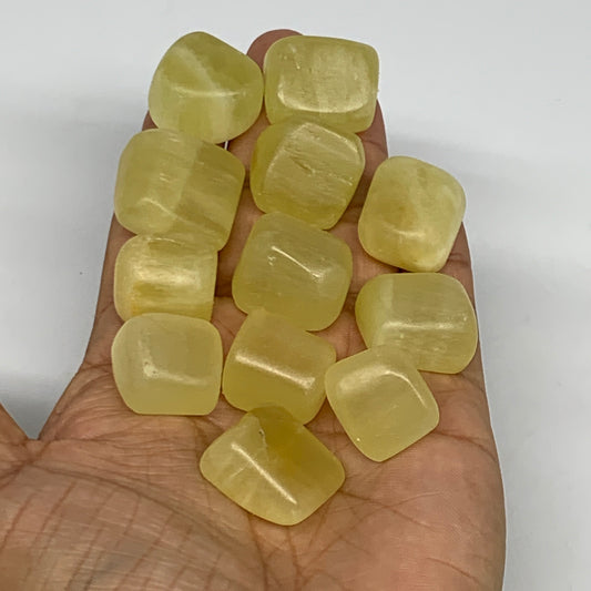 146.2g, 0.7"-0.9", 12pcs, Natural Lemon Calcite Tumbled Stones @Afghanistan, B26