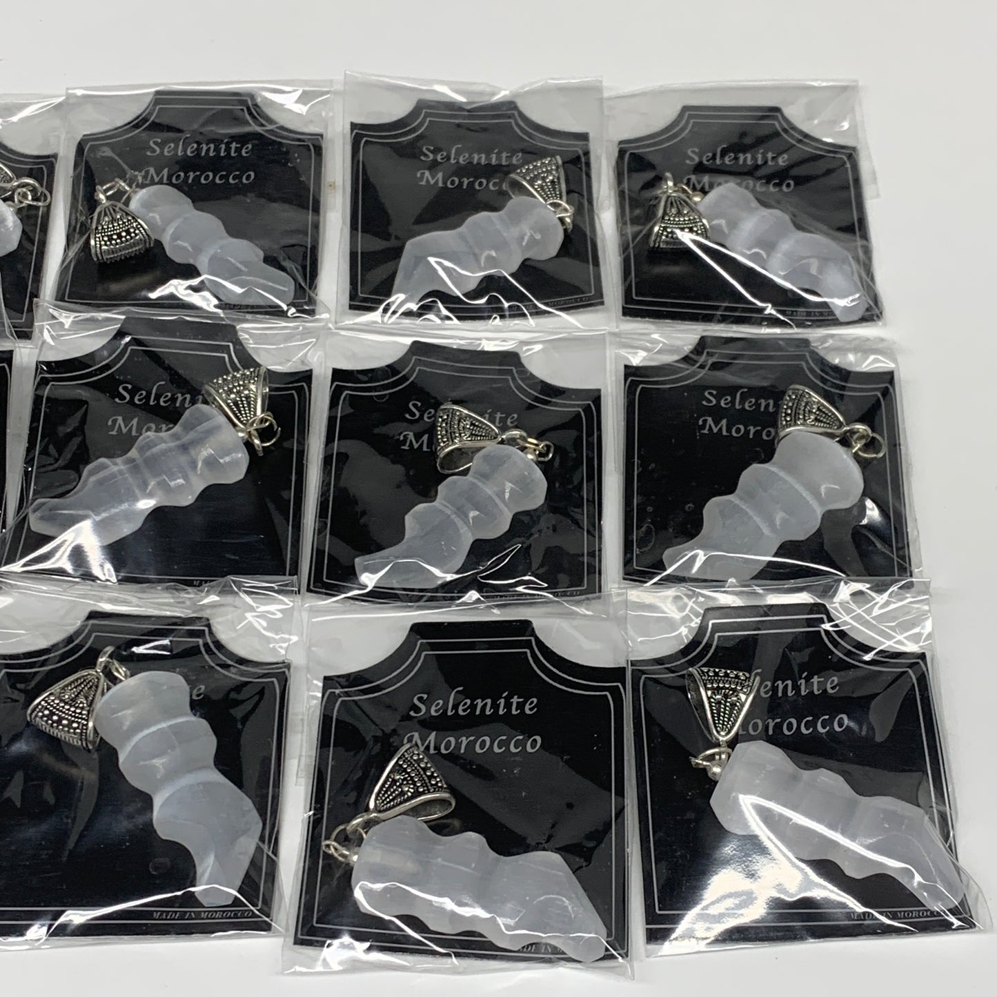 1pc, 6-10g, 1.4"-1.6" Handmade Selenite Pendant Flame Shape Polished @Morocco,