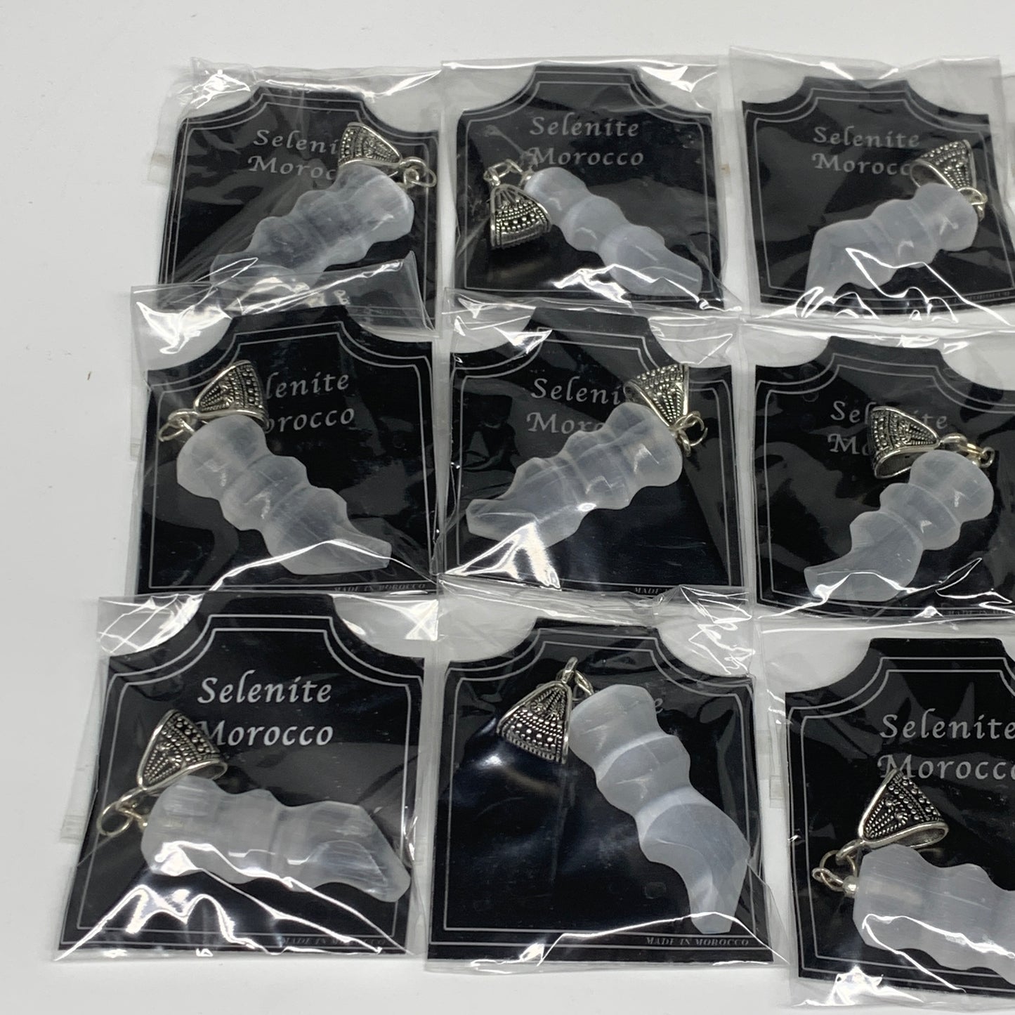 1pc, 6-10g, 1.4"-1.6" Handmade Selenite Pendant Flame Shape Polished @Morocco,