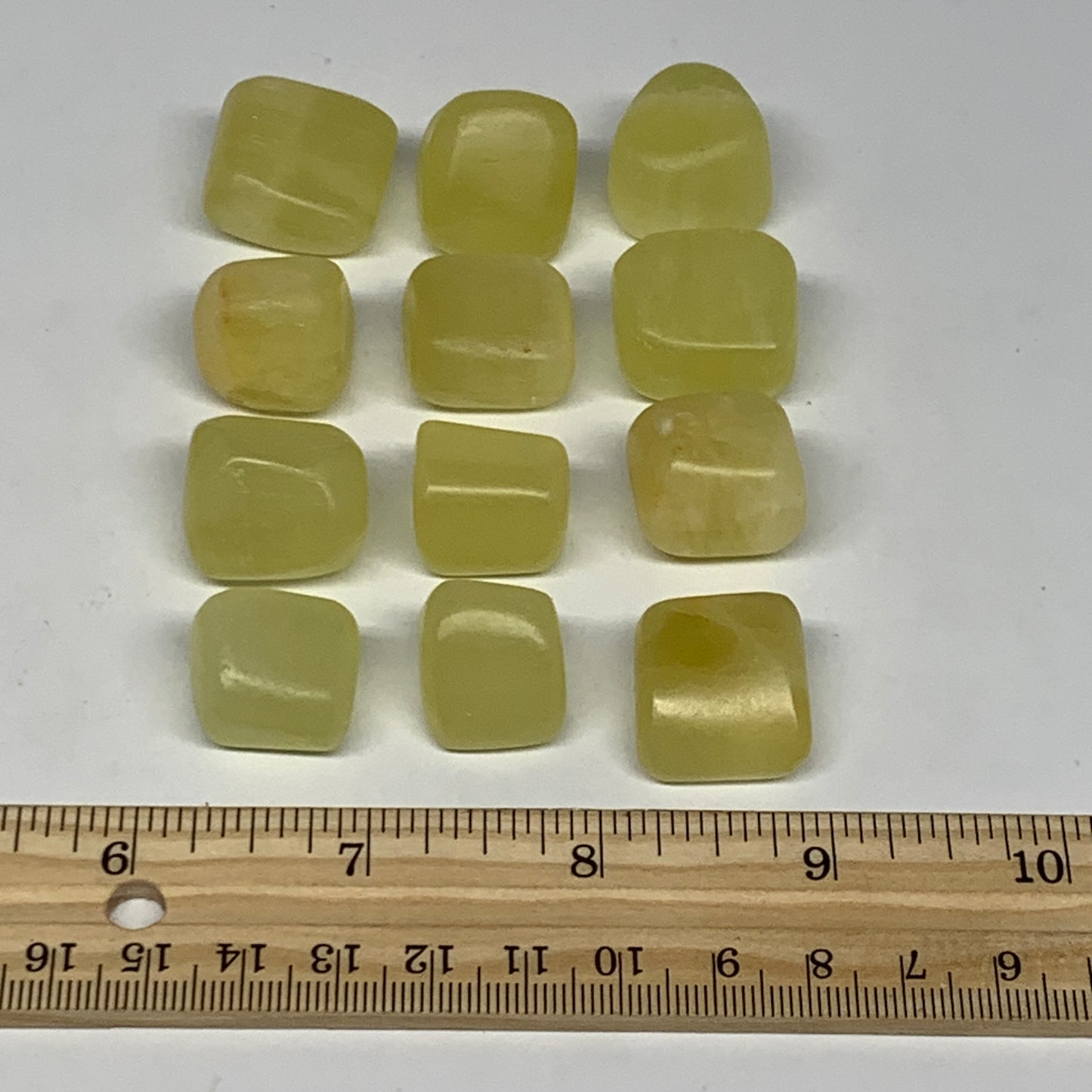146.2g, 0.7"-0.9", 12pcs, Natural Lemon Calcite Tumbled Stones @Afghanistan, B26