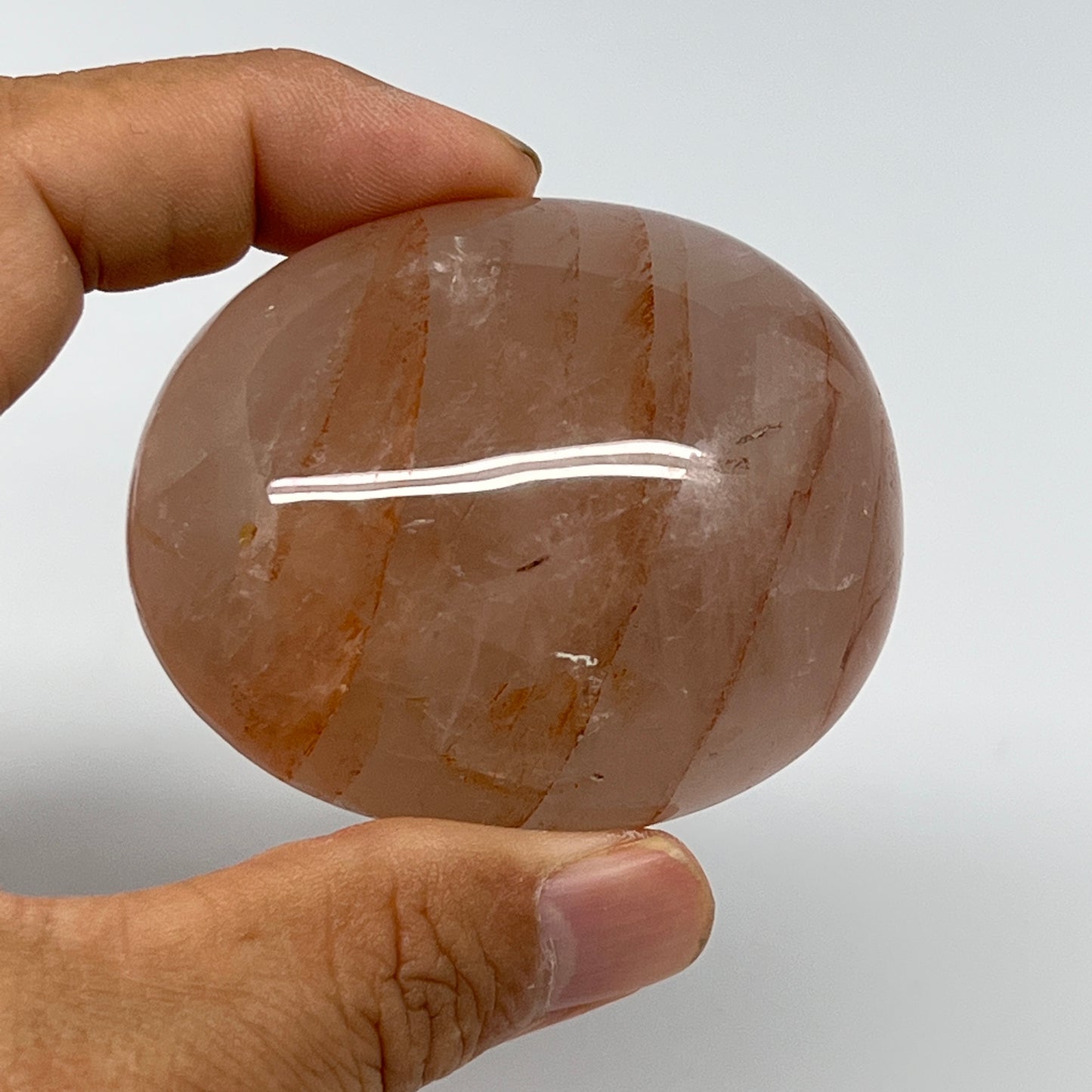 153.9g,2.4"x2"x1.5", Red Hematoid Quartz Palm-Stone Crystal Polished, B21126