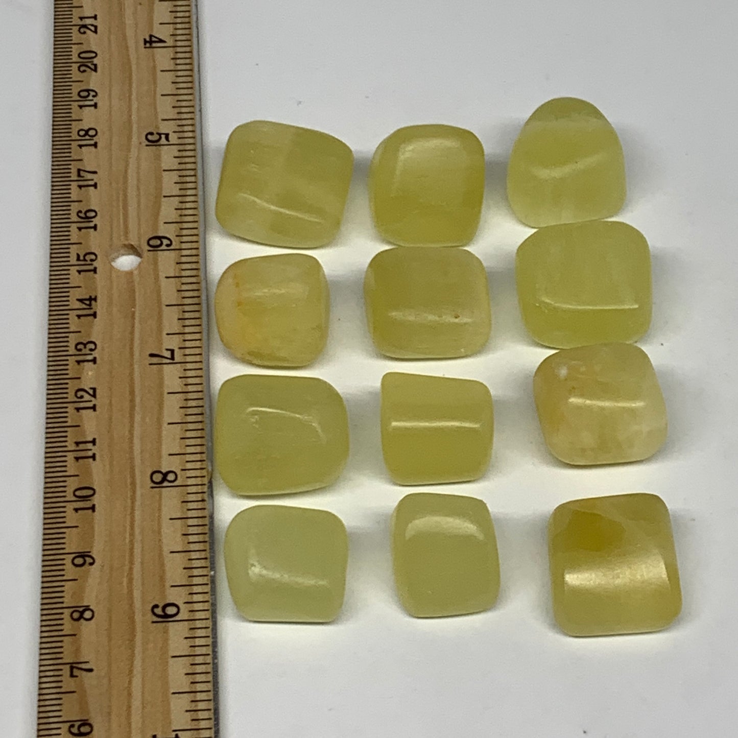 146.2g, 0.7"-0.9", 12pcs, Natural Lemon Calcite Tumbled Stones @Afghanistan, B26