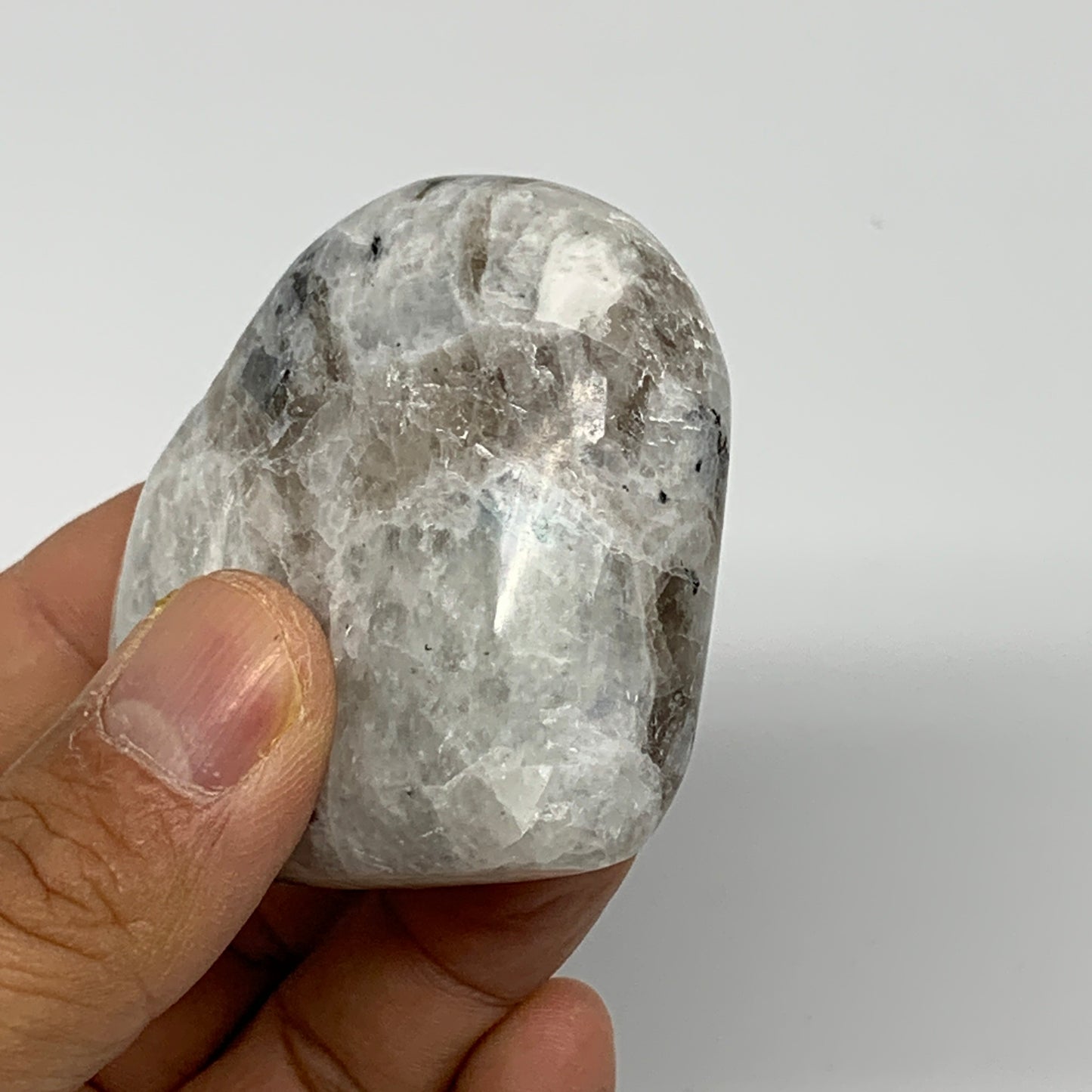 121g, 2.1"x2.4"x1", Rainbow Moonstone Heart Crystal Gemstone @India, B26399