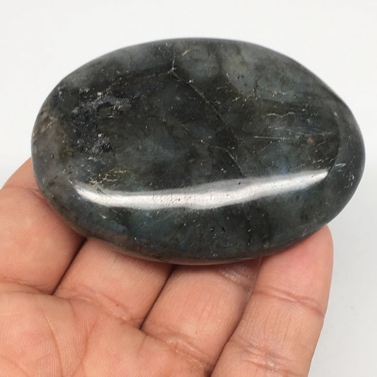 105.1g,2.6"x1.9"x0.8" Labradorite Palm-stone Tumbled Reiki @Madagascar,MSP362
