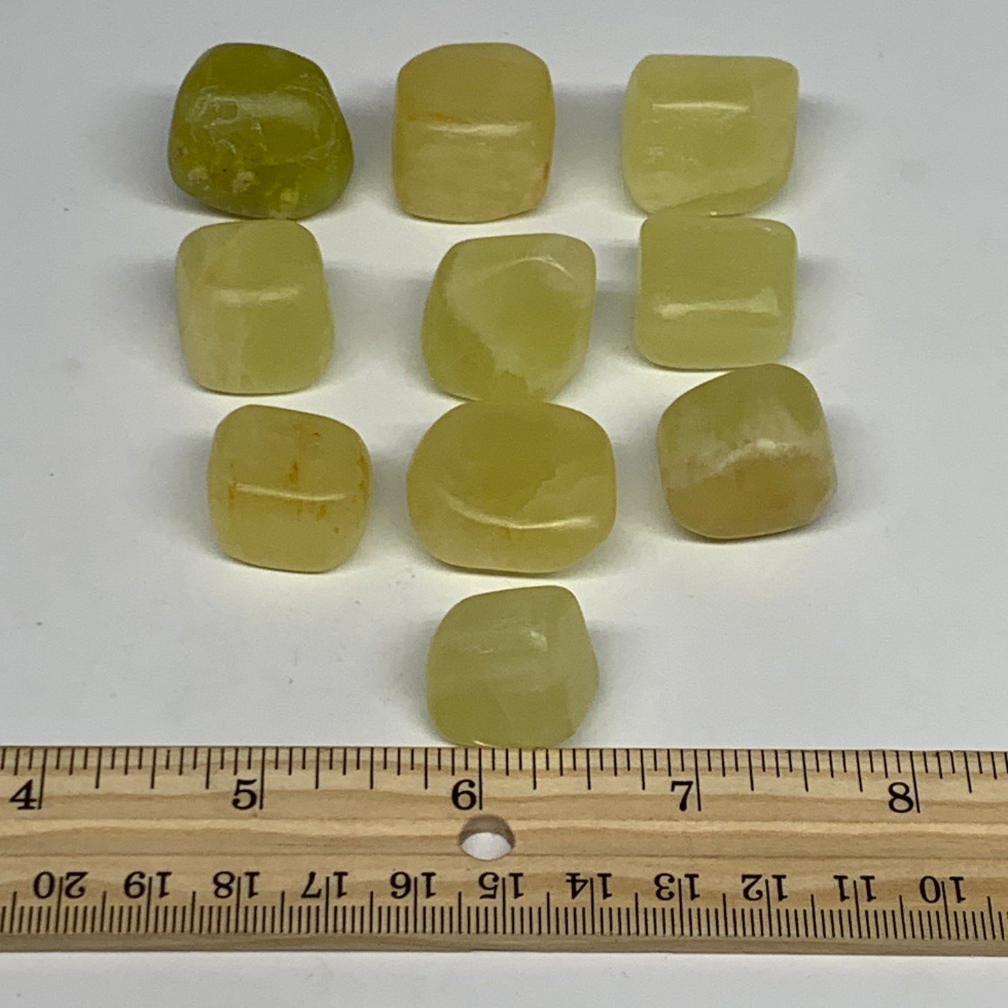 151.2g, 0.7"-1", 10pcs, Natural Lemon Calcite Tumbled Stones @Afghanistan, B2680