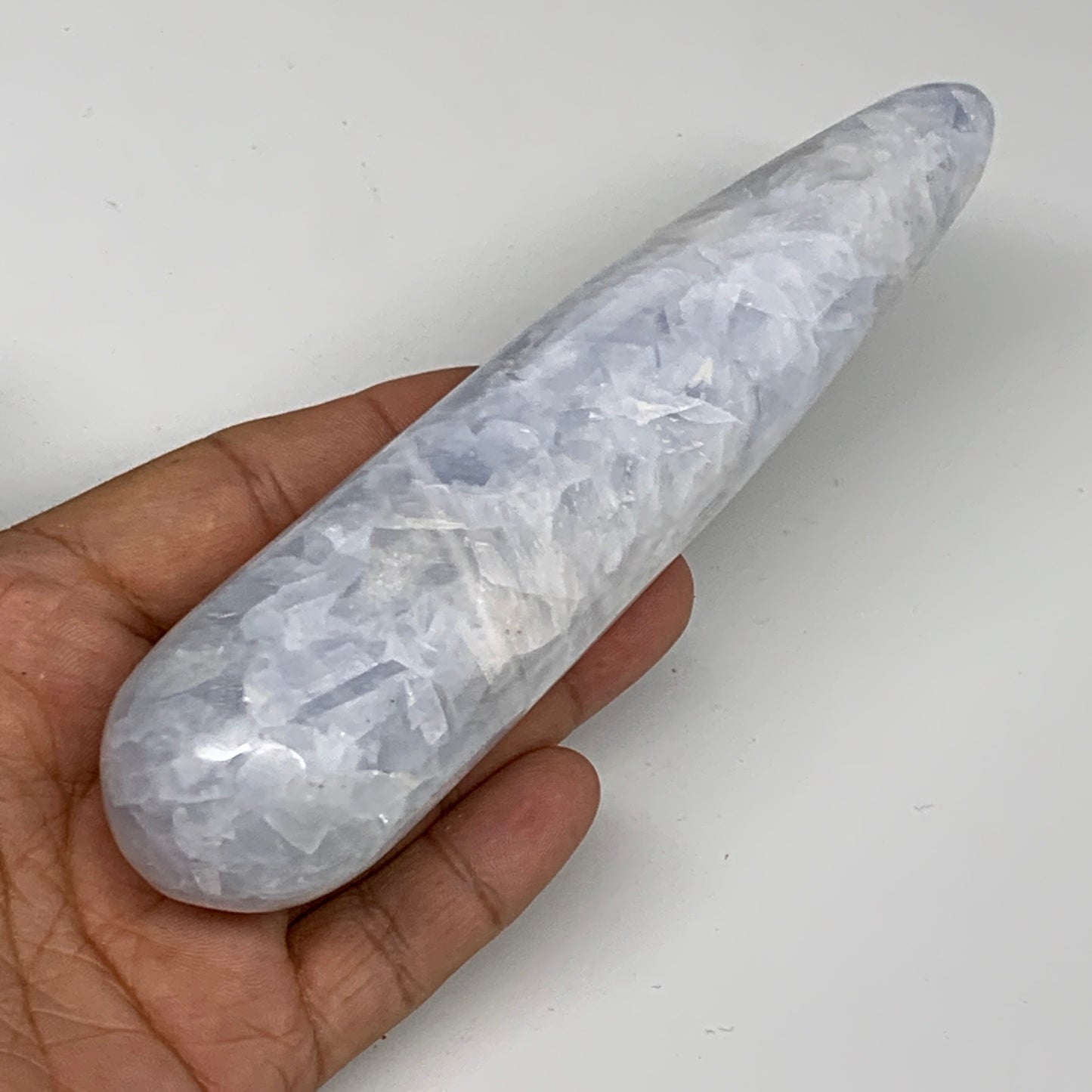 270.9g,6.1"x1.4" Natural Blue Calcite Wand Stick, Home Decor, Collectible, B6174