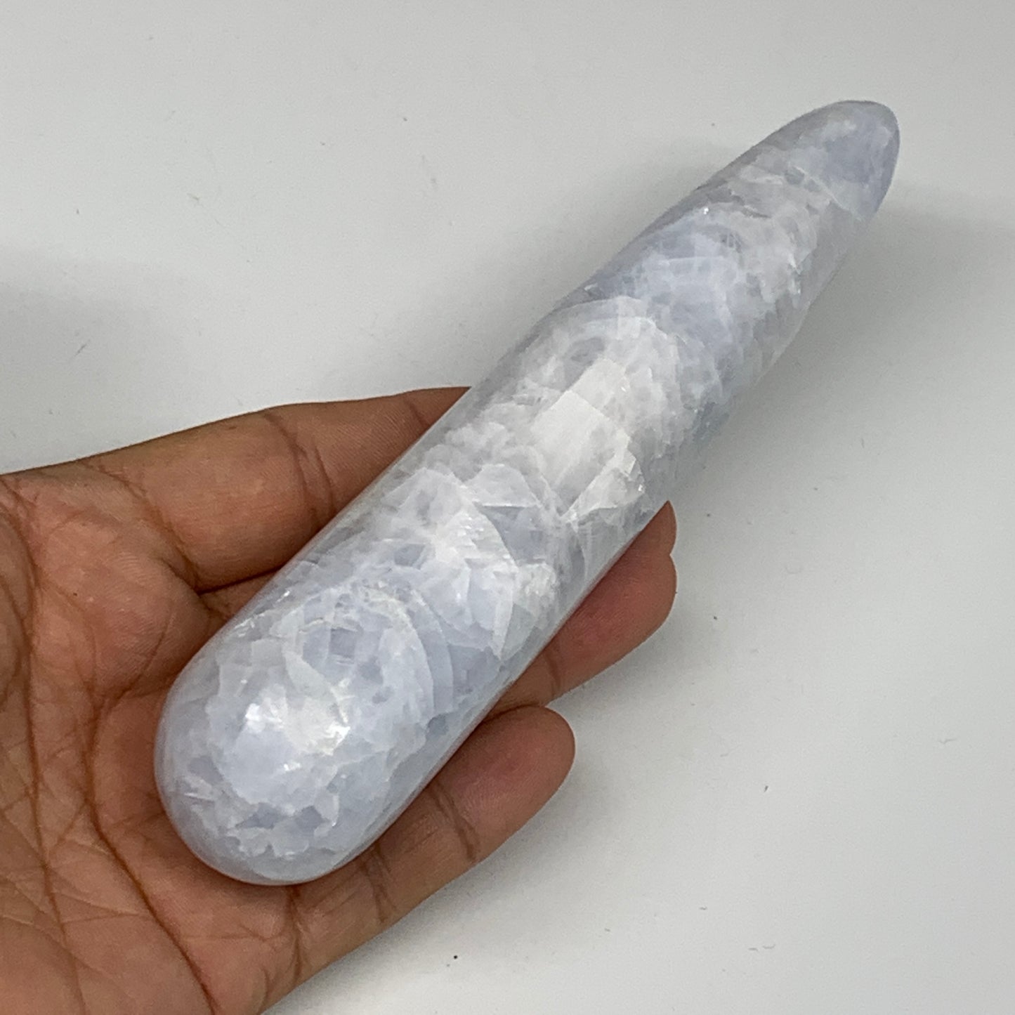 270.9g,6.1"x1.4" Natural Blue Calcite Wand Stick, Home Decor, Collectible, B6174