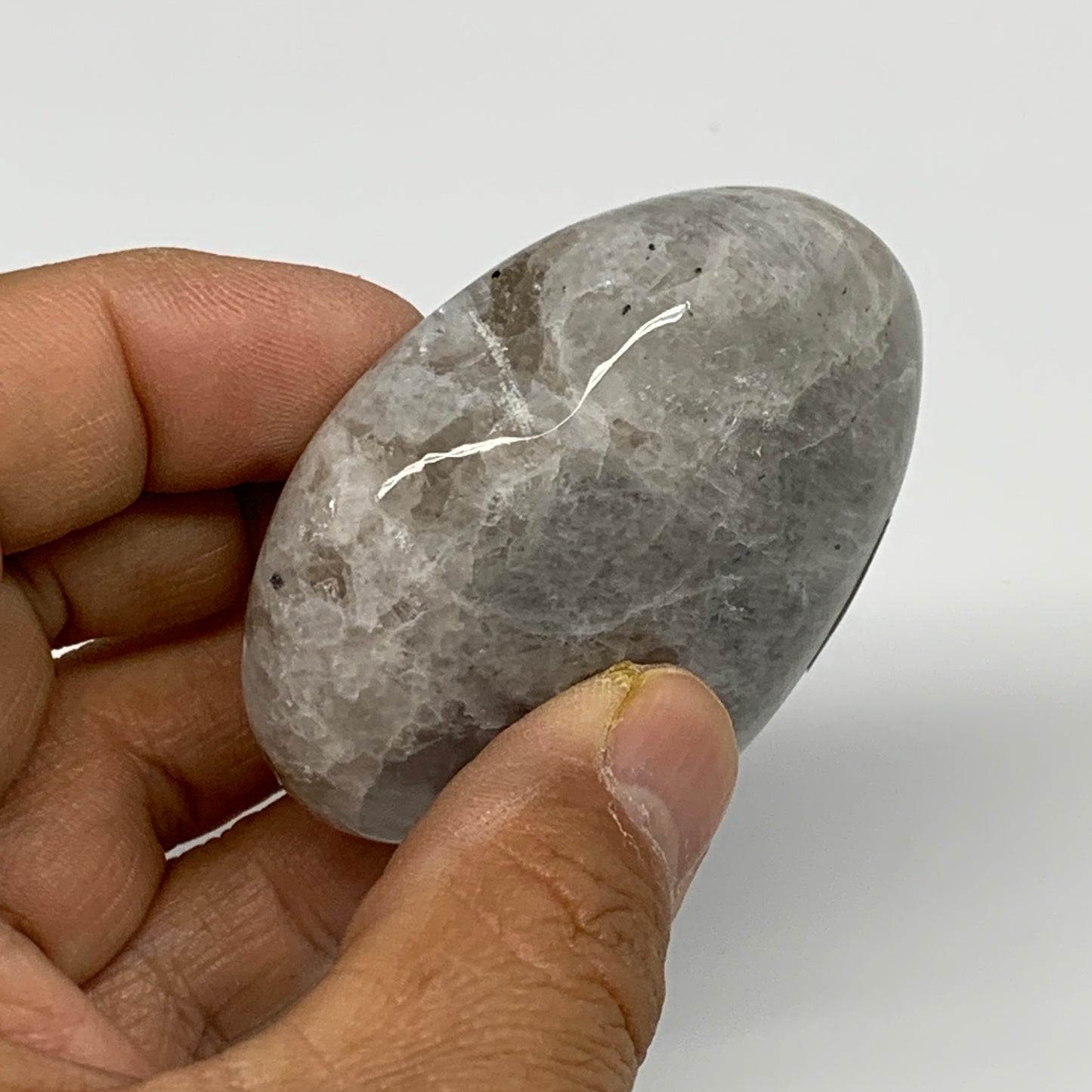 98.4g, 2.1"x2.3"x0.9", Rainbow Moonstone Heart Crystal Gemstone @India, B26401