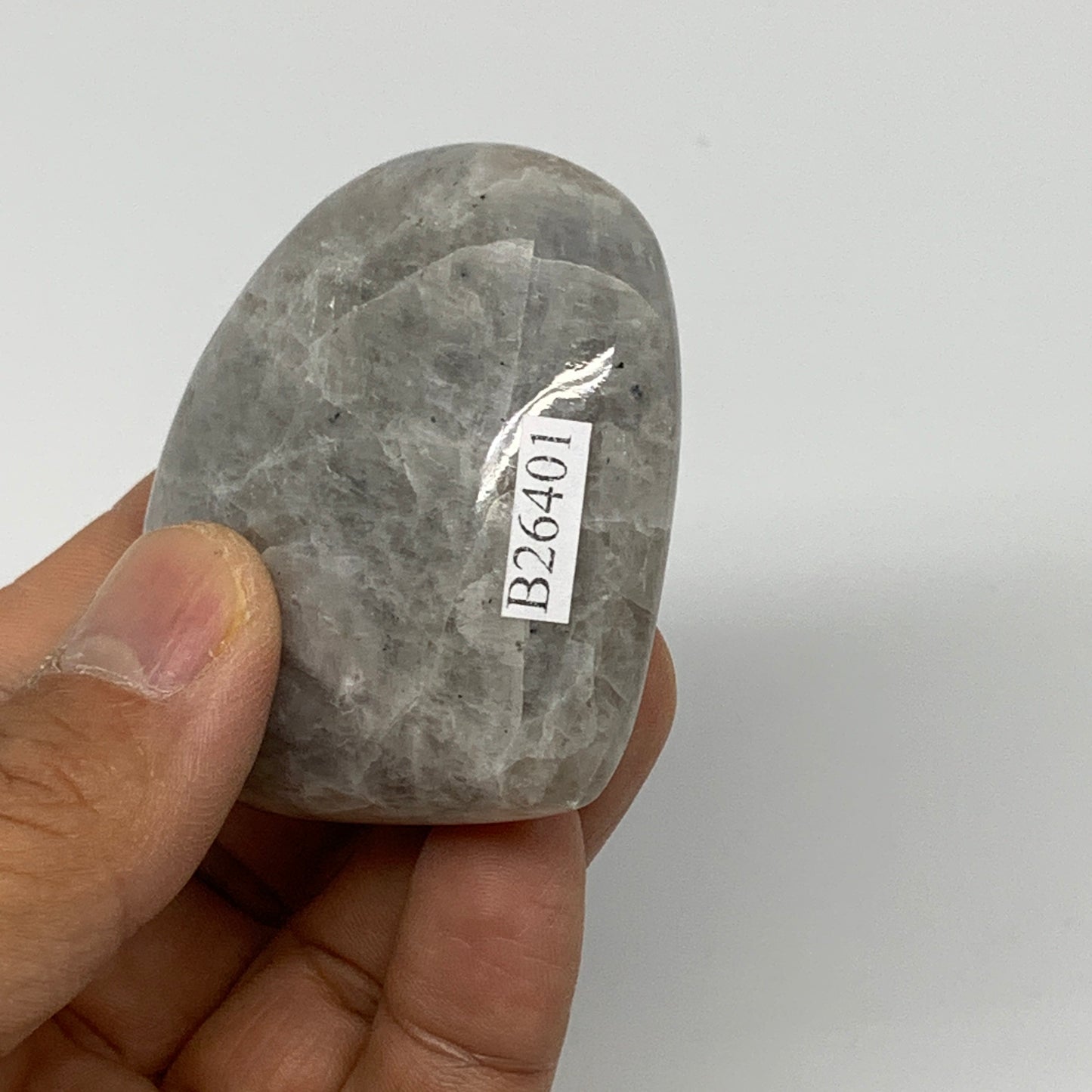 98.4g, 2.1"x2.3"x0.9", Rainbow Moonstone Heart Crystal Gemstone @India, B26401