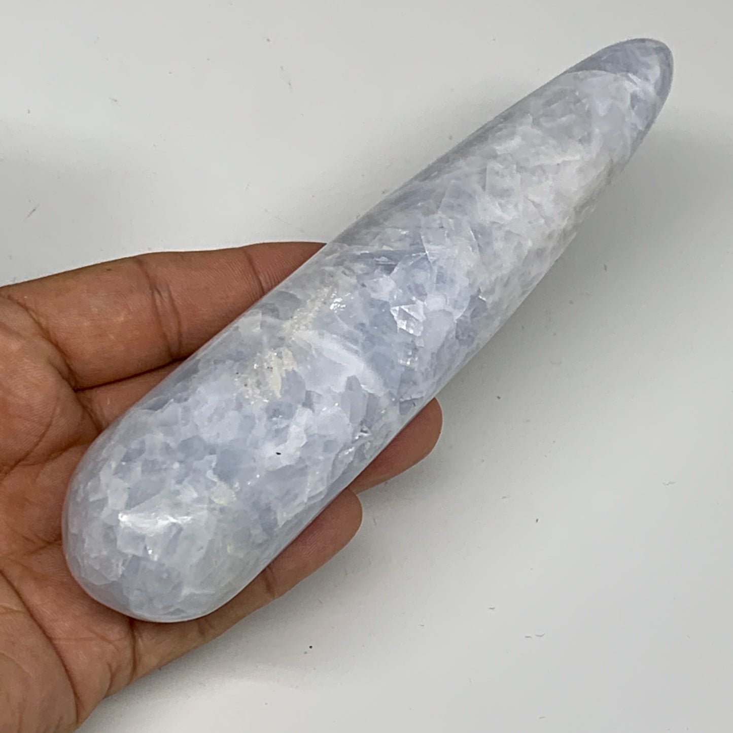 270.9g,6.1"x1.4" Natural Blue Calcite Wand Stick, Home Decor, Collectible, B6174