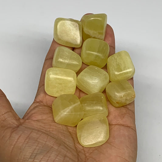 150.3g, 0.7"-1", 11pcs, Natural Lemon Calcite Tumbled Stones @Afghanistan, B2680