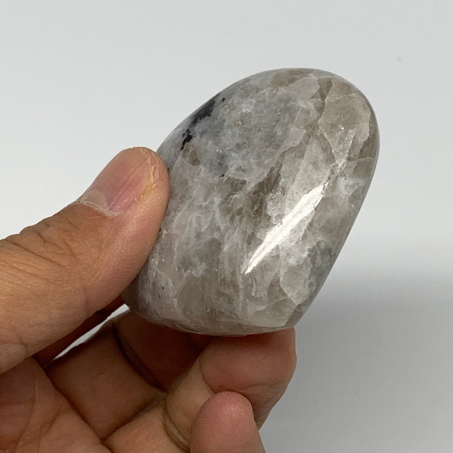 98.4g, 2.1"x2.3"x0.9", Rainbow Moonstone Heart Crystal Gemstone @India, B26401